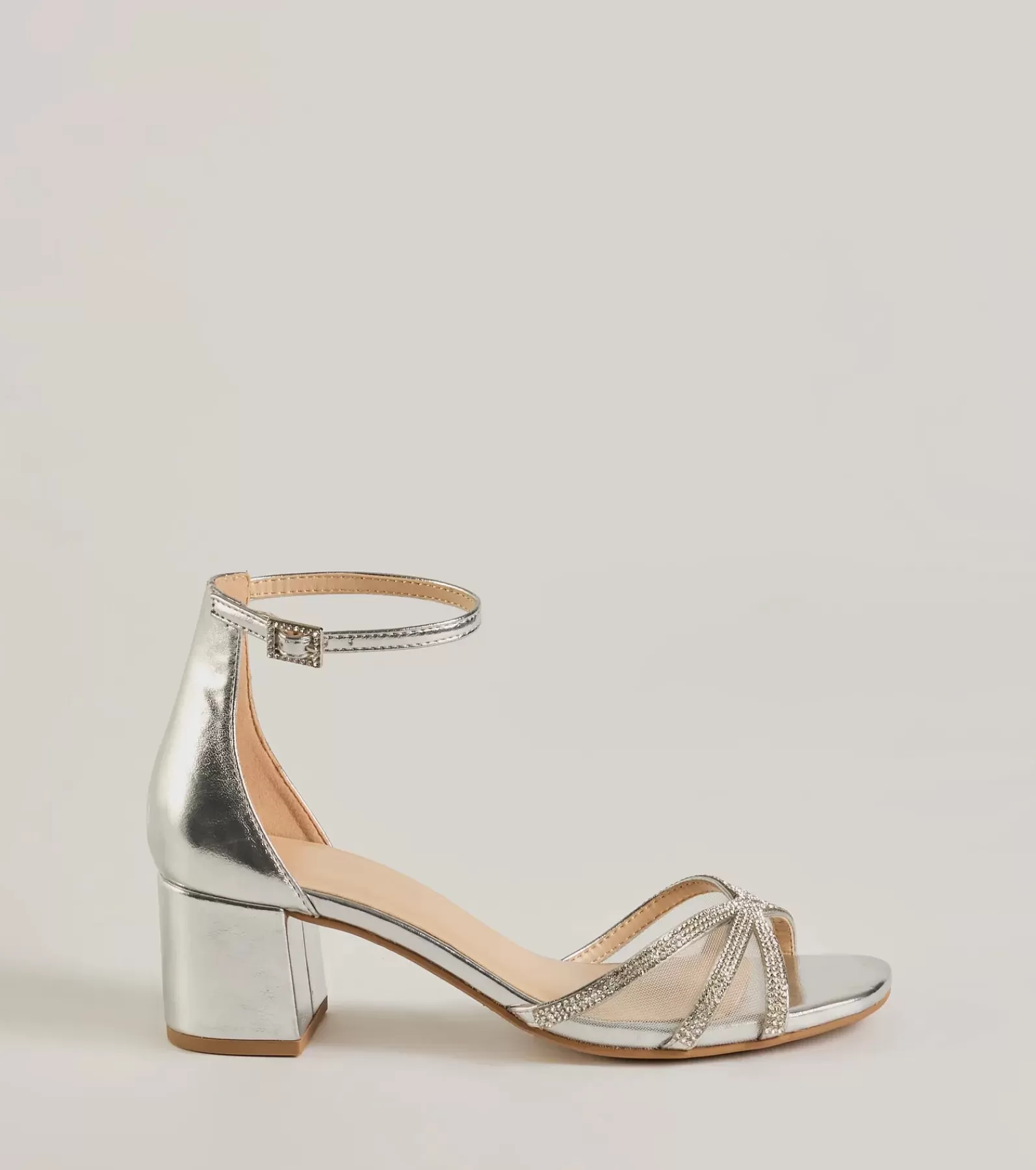 Windsor Sandals | Heels*Mesmerizing Luxe Strappy Rhinestone Low-Block Heels