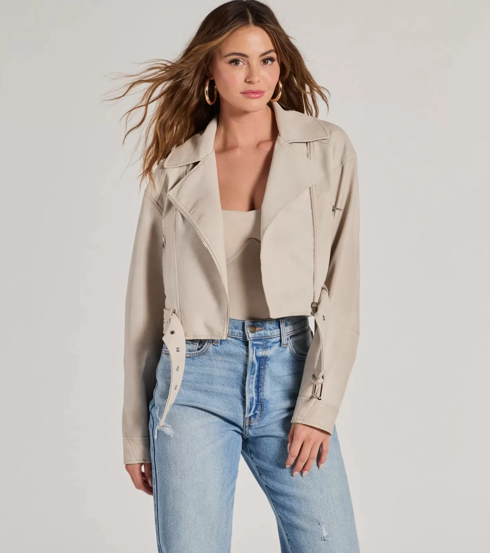 Windsor Moto & Faux Leather*Modern Icon Oversized Faux Leather Belted Moto Jacket