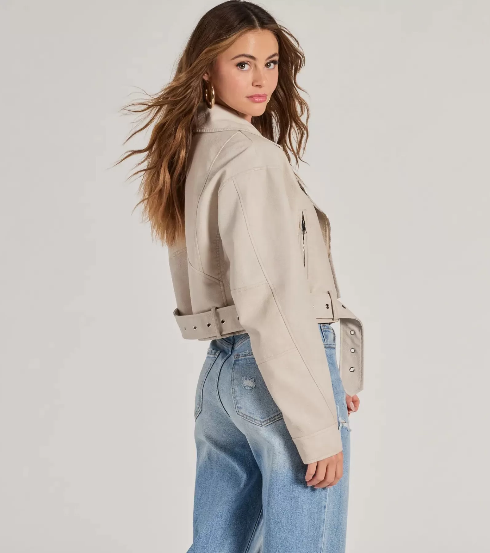 Windsor Moto & Faux Leather*Modern Icon Oversized Faux Leather Belted Moto Jacket