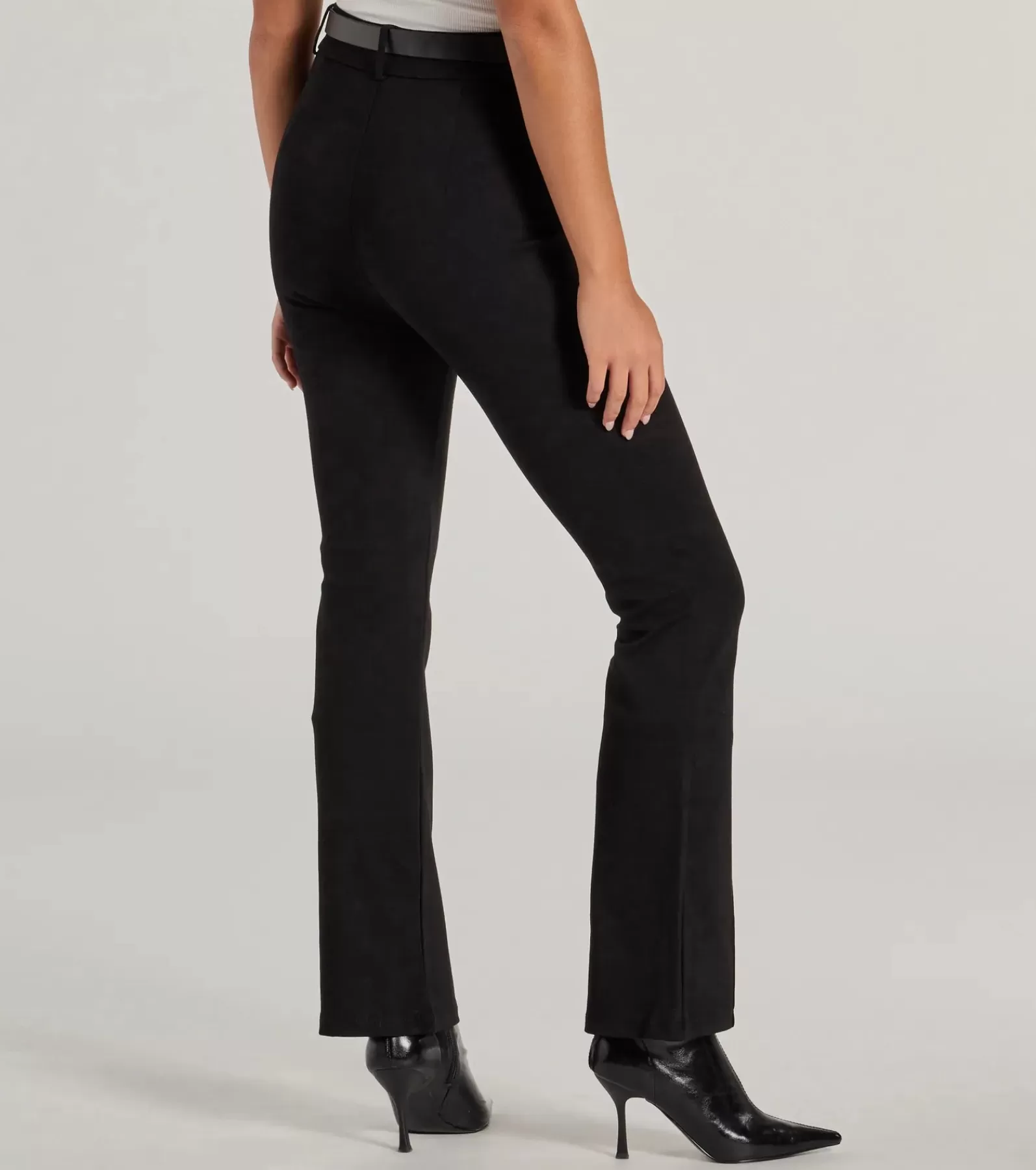 Windsor Black Pants | Pants*Modern Muse Ponte Knit Belted Tapered Pants