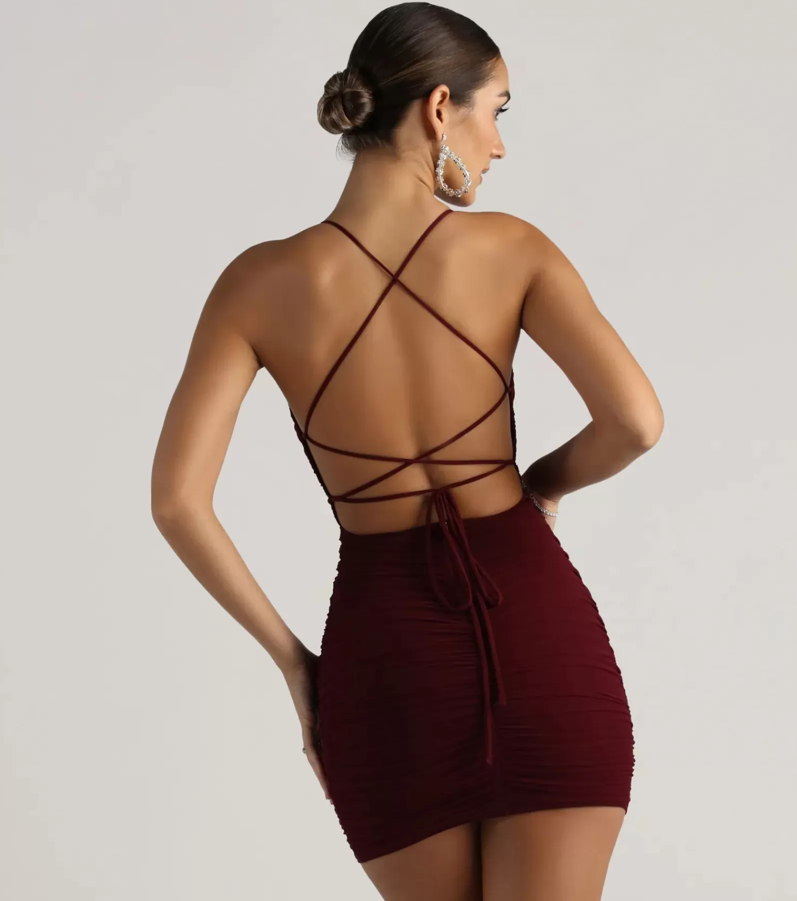 Windsor Bachelorette Dresses*Mood Forever Mesh Lace-Up Mini Dress
