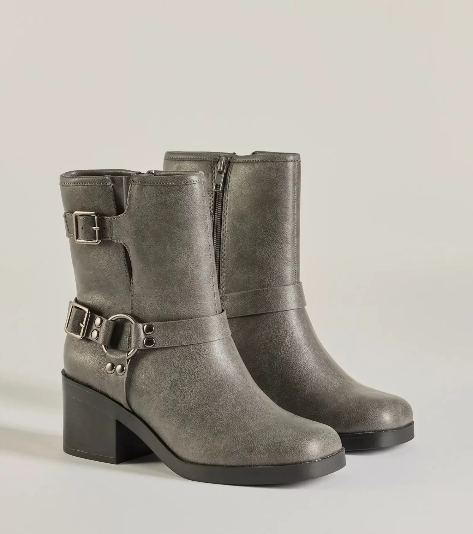 Windsor Boots & Booties*Moto Chic Buckled Faux Leather Ankle Booties