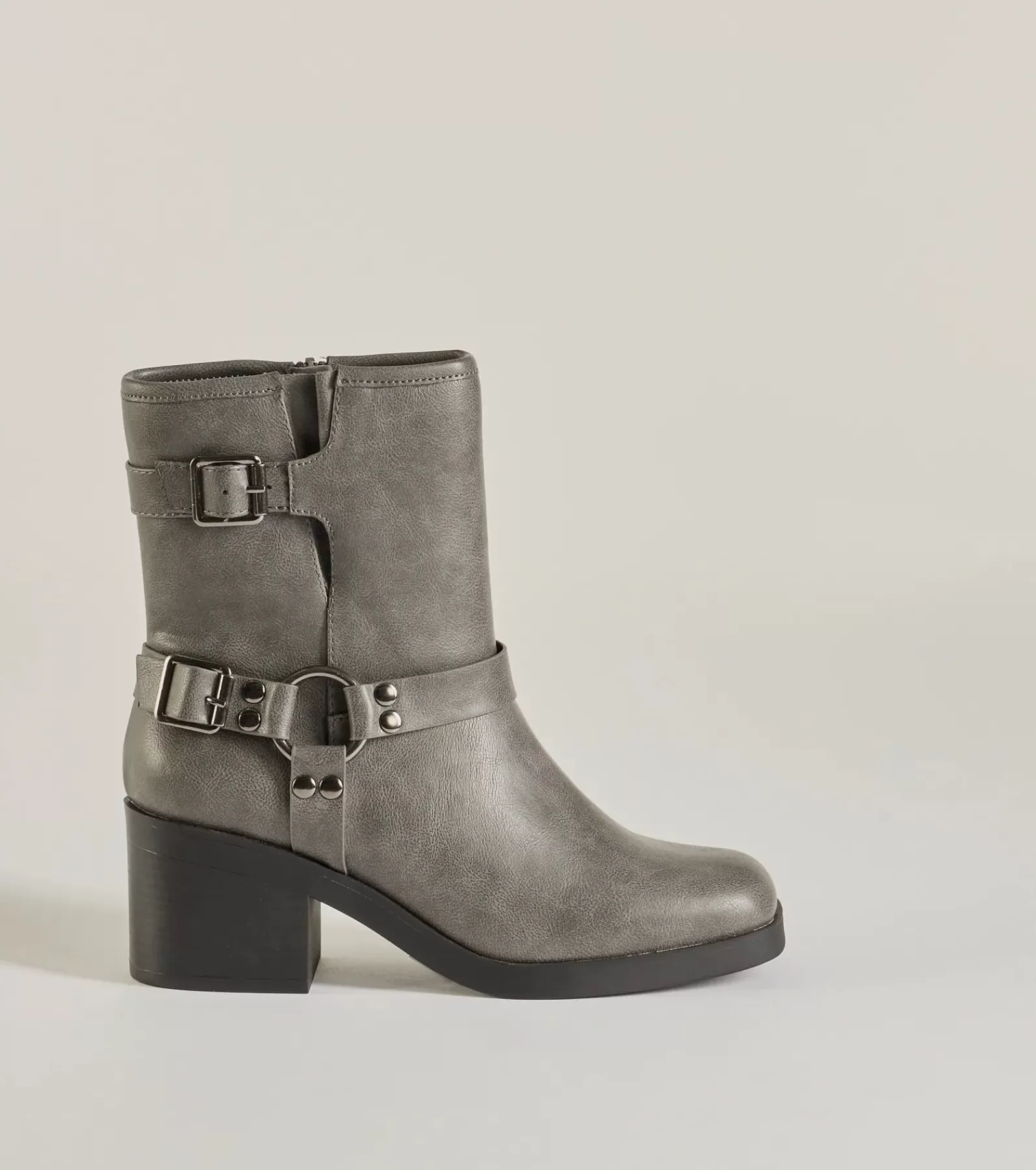 Windsor Boots & Booties*Moto Chic Buckled Faux Leather Ankle Booties