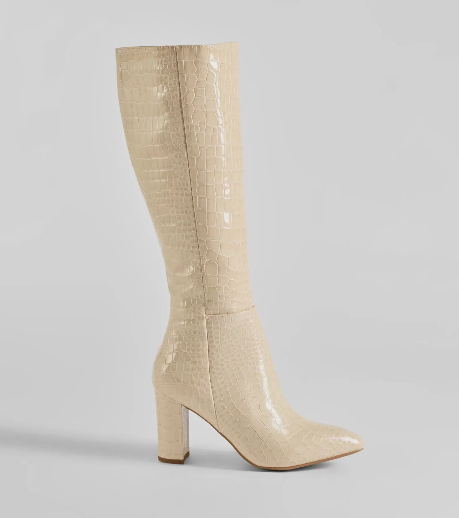 Windsor Knee High Boots | Boots & Booties*Must-Have Under The Knee Croc Faux Leather Boots