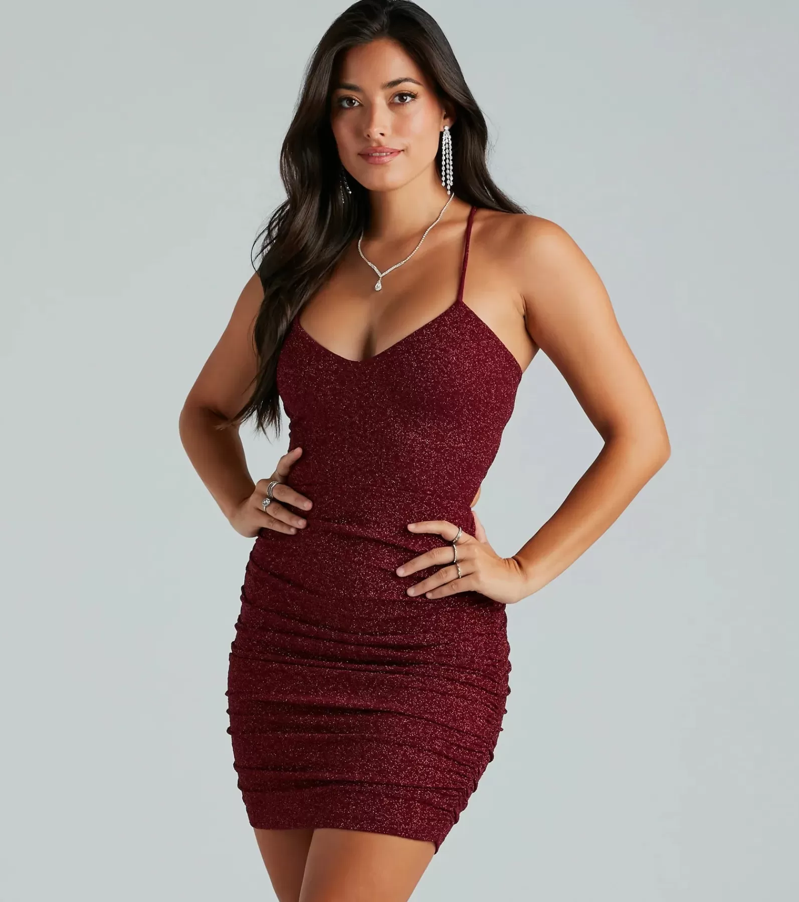 Windsor Glitter Nye Dresses | Mini Holiday Dresses*My Sparkle Glitter Lace-Up Mini Dress