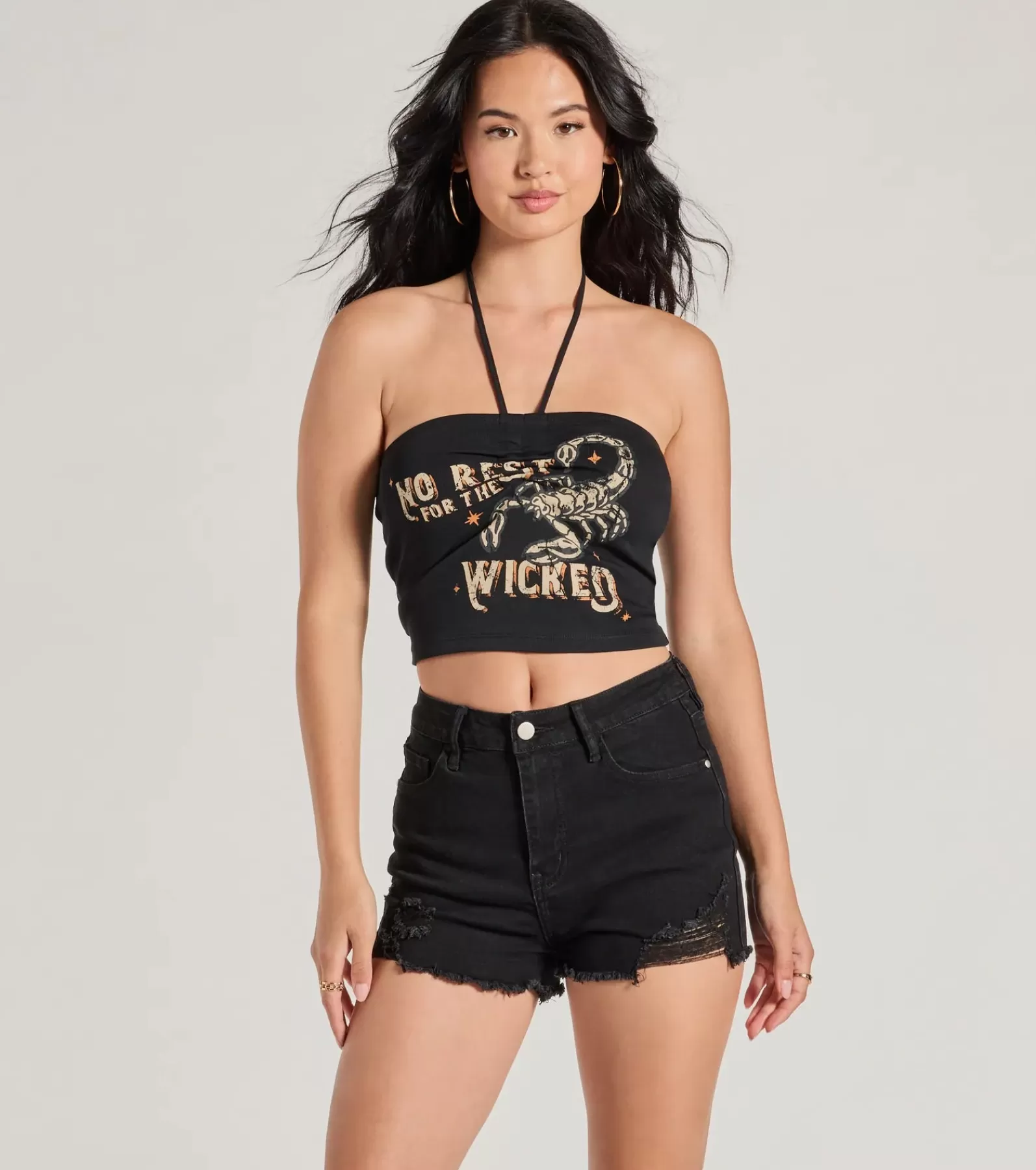 Windsor Graphic Tees | Crop Tops*No Rest For The Wicked Halter Graphic Top