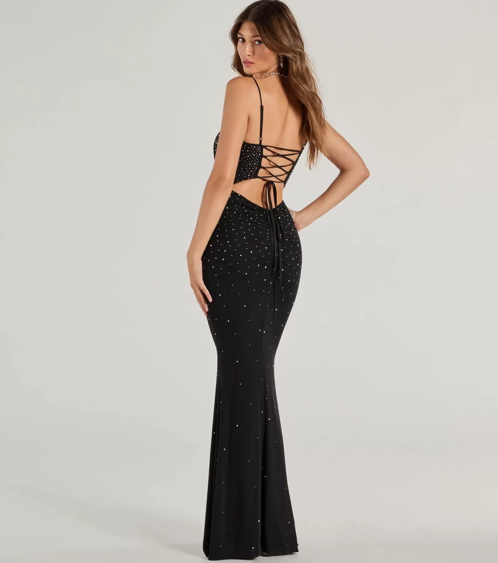 Windsor Long Dresses | Corset Dresses*Noa Lace-Up Rhinestone Corset Mermaid Dress