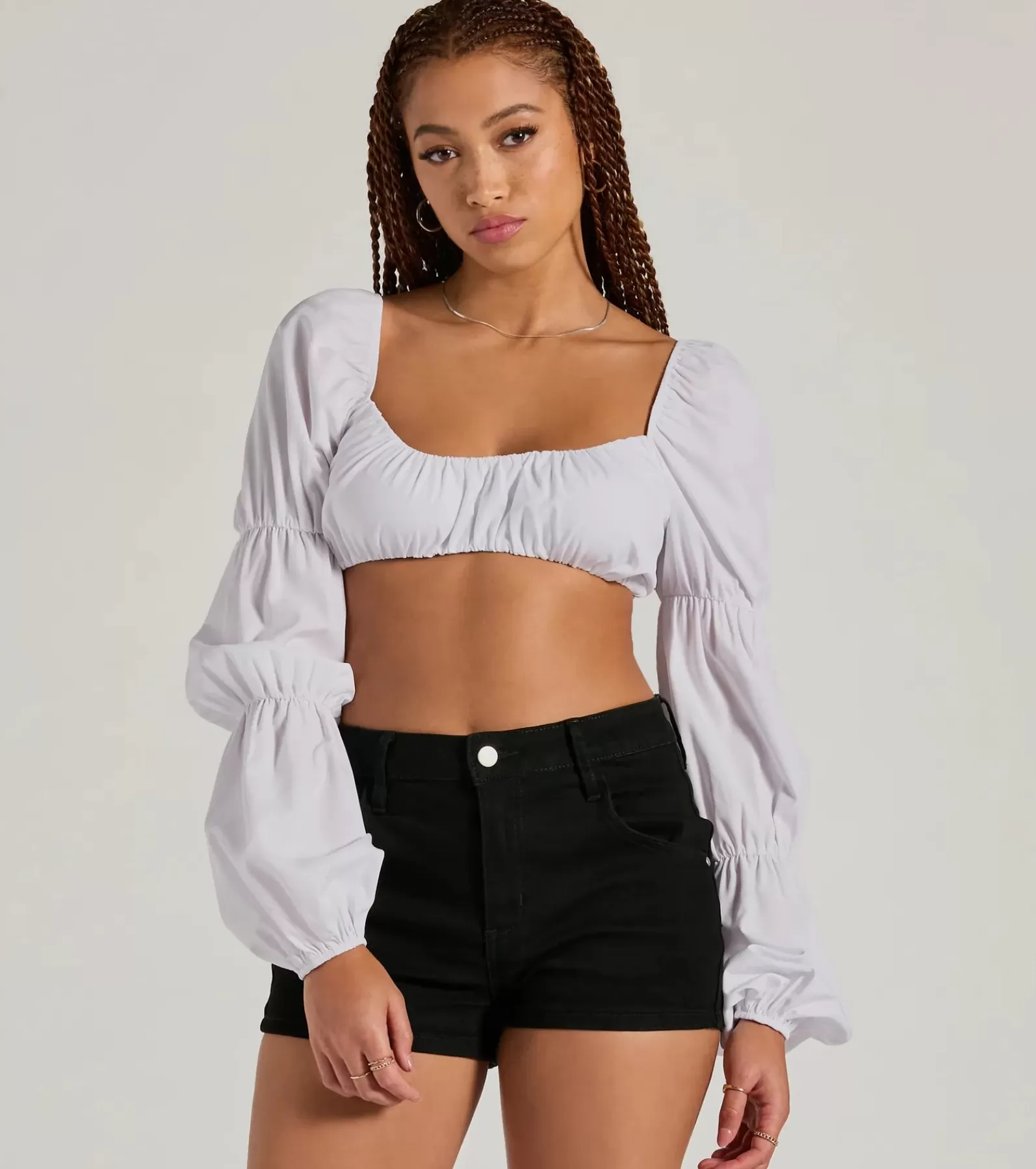 Windsor Long Sleeve Tops*Official Cutie Tie Back Long Sleeve Crop Top