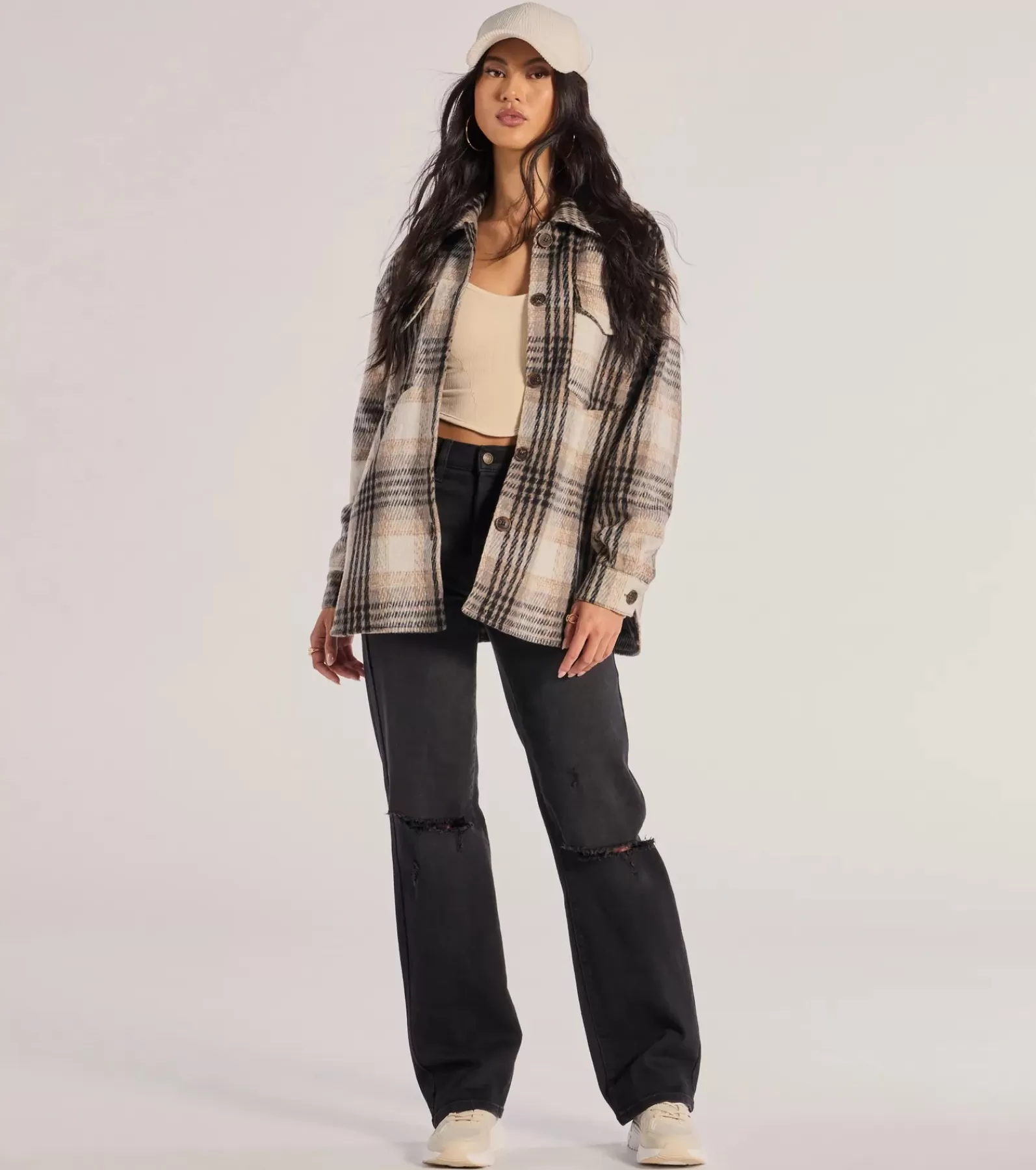 Windsor Shackets*On-Point Plaid Faux Wool Shacket