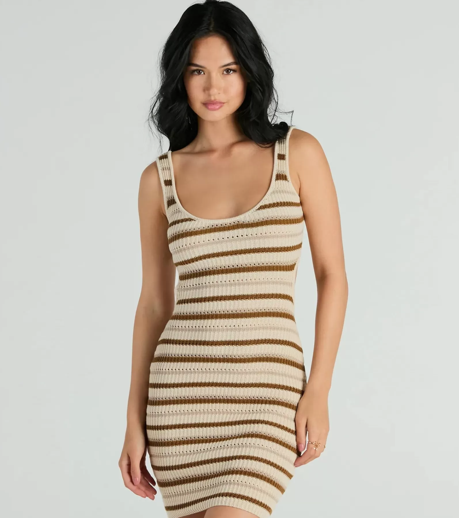 Windsor Casual Dresses*Perfect Match Sleeveless Striped Ribbed Knit Mini Dress