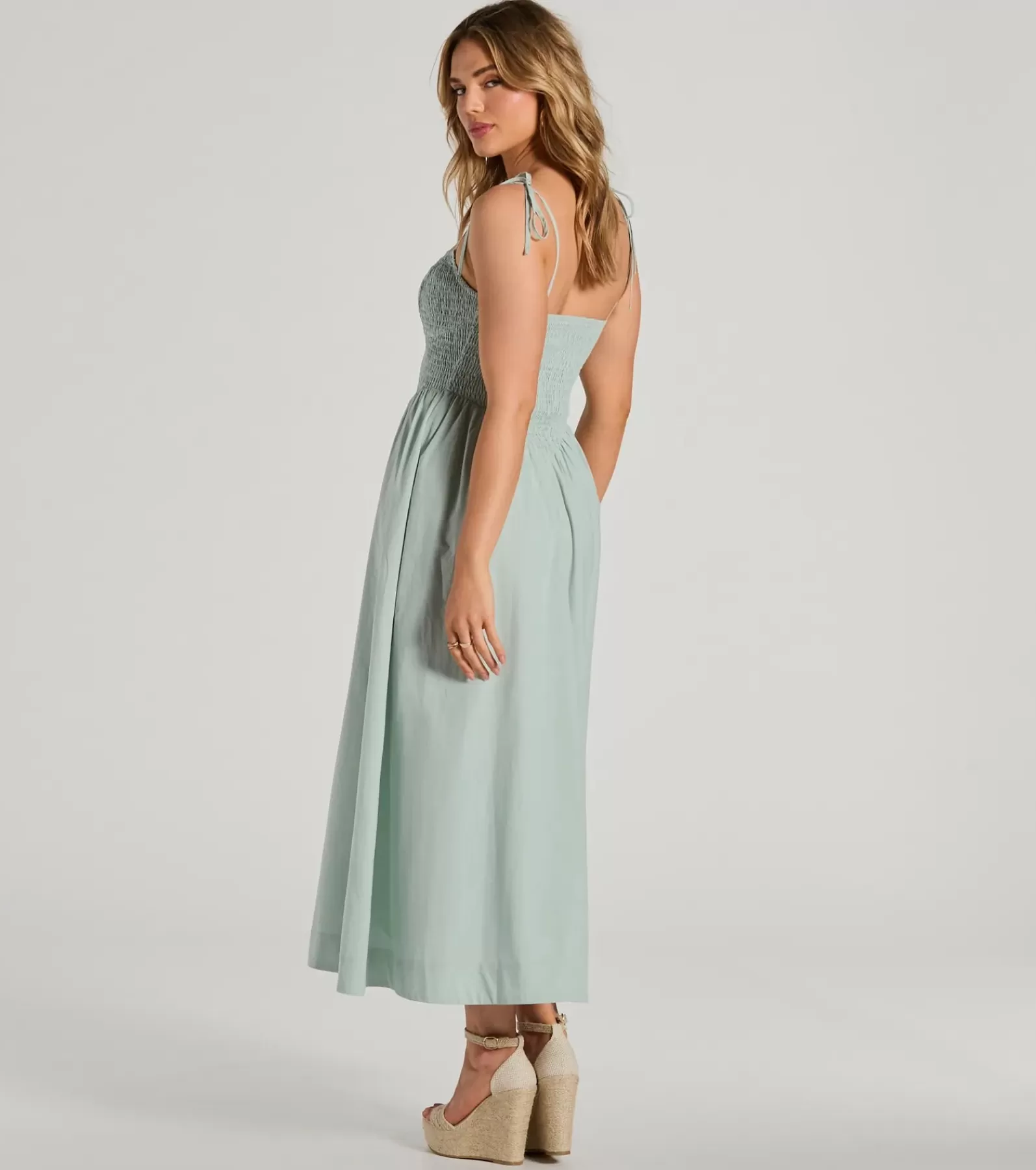 Windsor Midi Dresses | Sundresses*Picture Perfect V-Neck Smocked A-Line Midi Dress