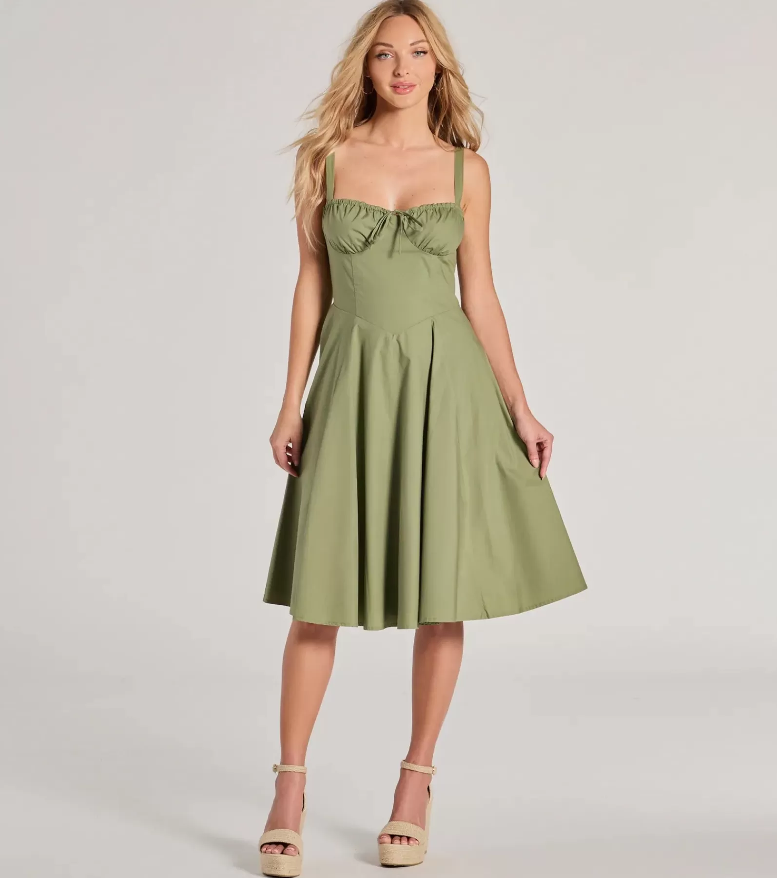 Windsor Bridal Shower | Country Wedding Guest Dresses*Picturesque Cutie Corset Lace-Up A-Line Midi Dress