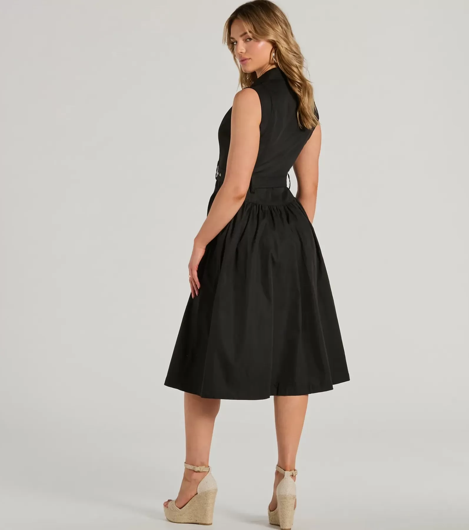 Windsor Midi Dresses | Sundresses*Pleasant Cutie Collared V-Neck Belted Midi Dress