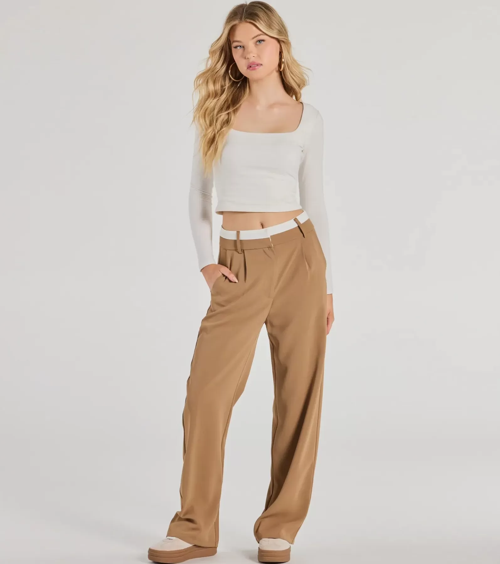 Windsor Pants*Polished Perfection Contrast Waist Pants