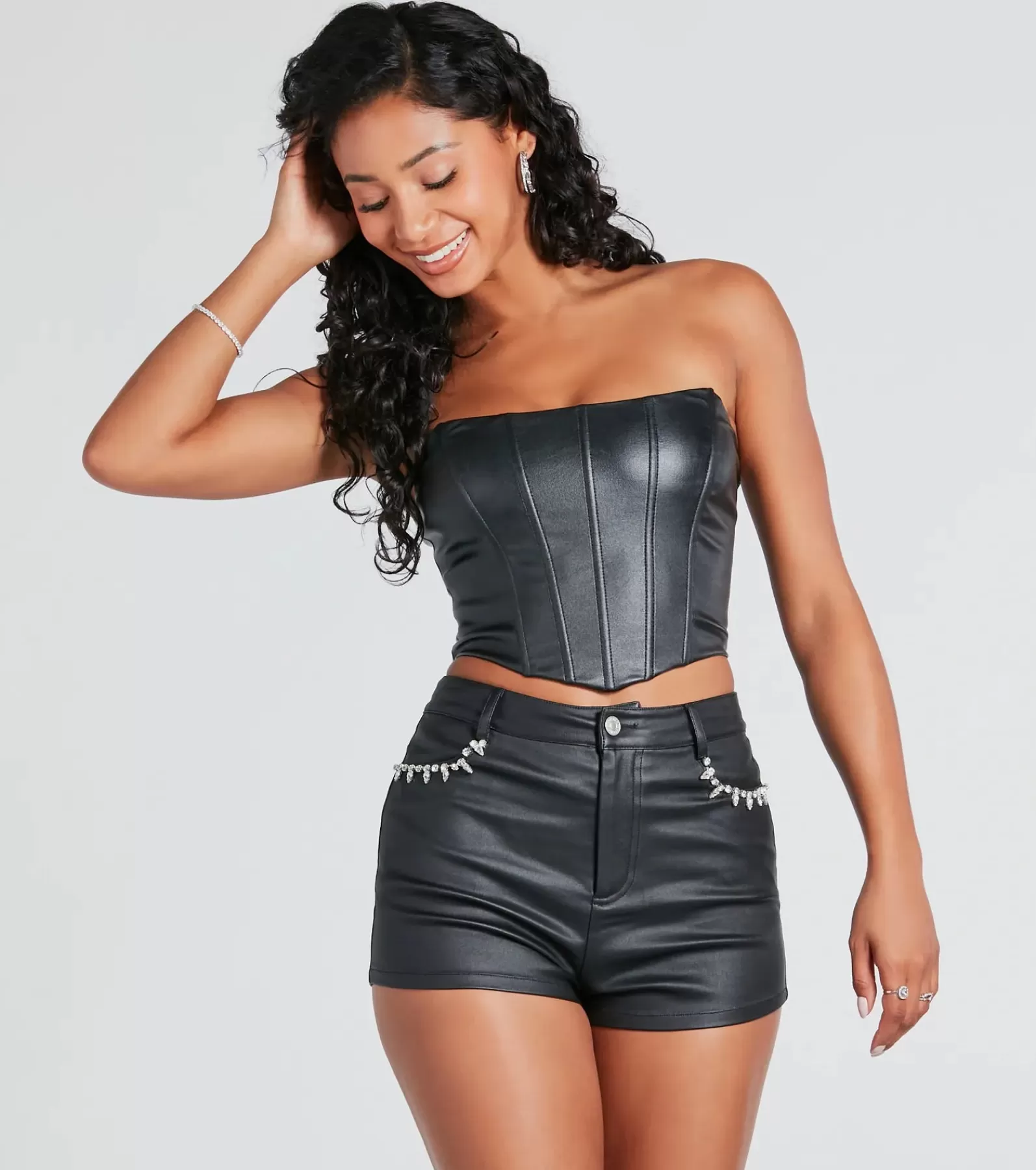 Windsor Going-Out Tops | Corset & Bustier Tops*Popular Demand Faux Leather Corset Top