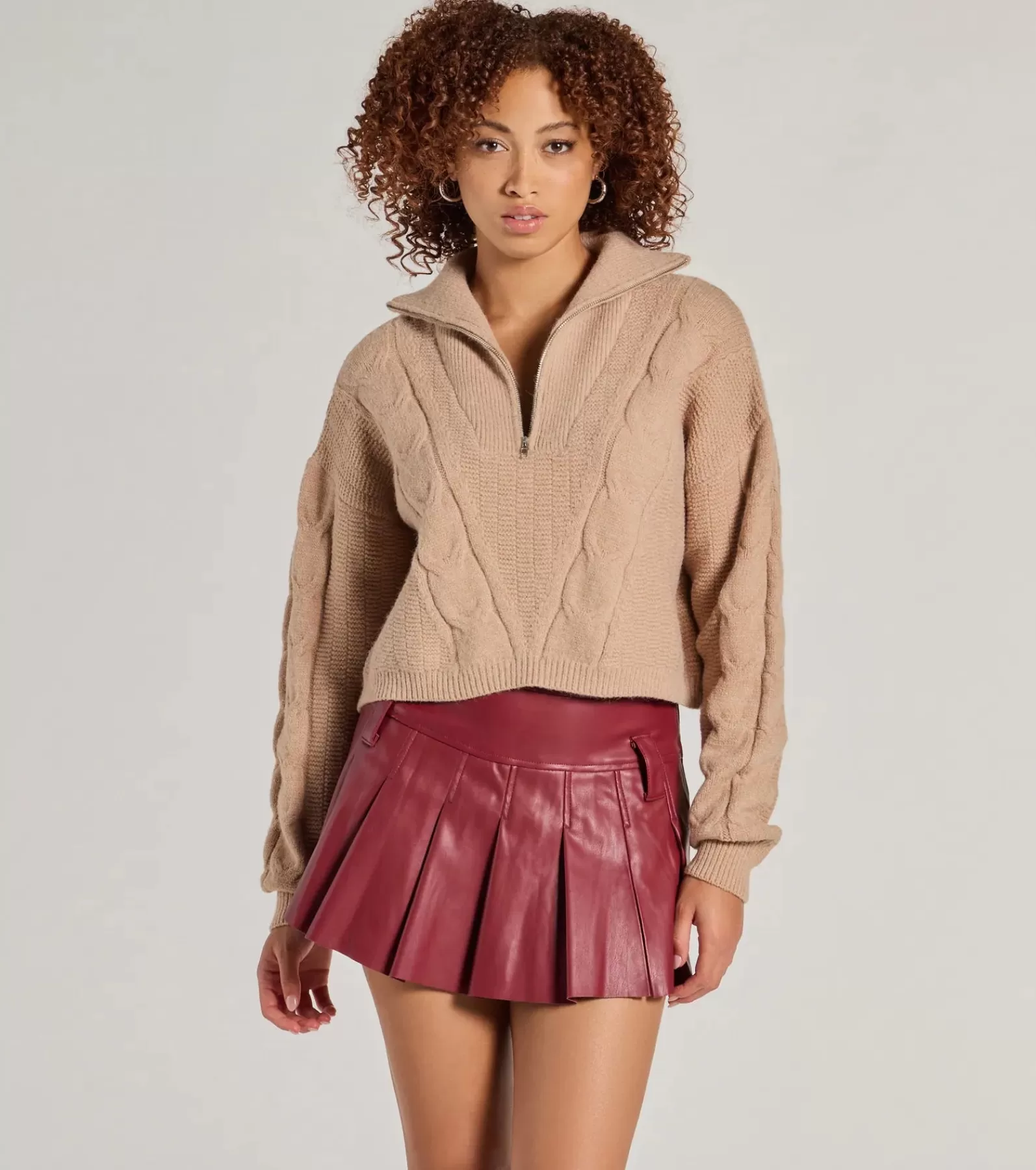 Windsor Faux Leather & Suede Bottoms | Mini Skirts*Preppy Allure Pleated Faux Leather Mini Skirt