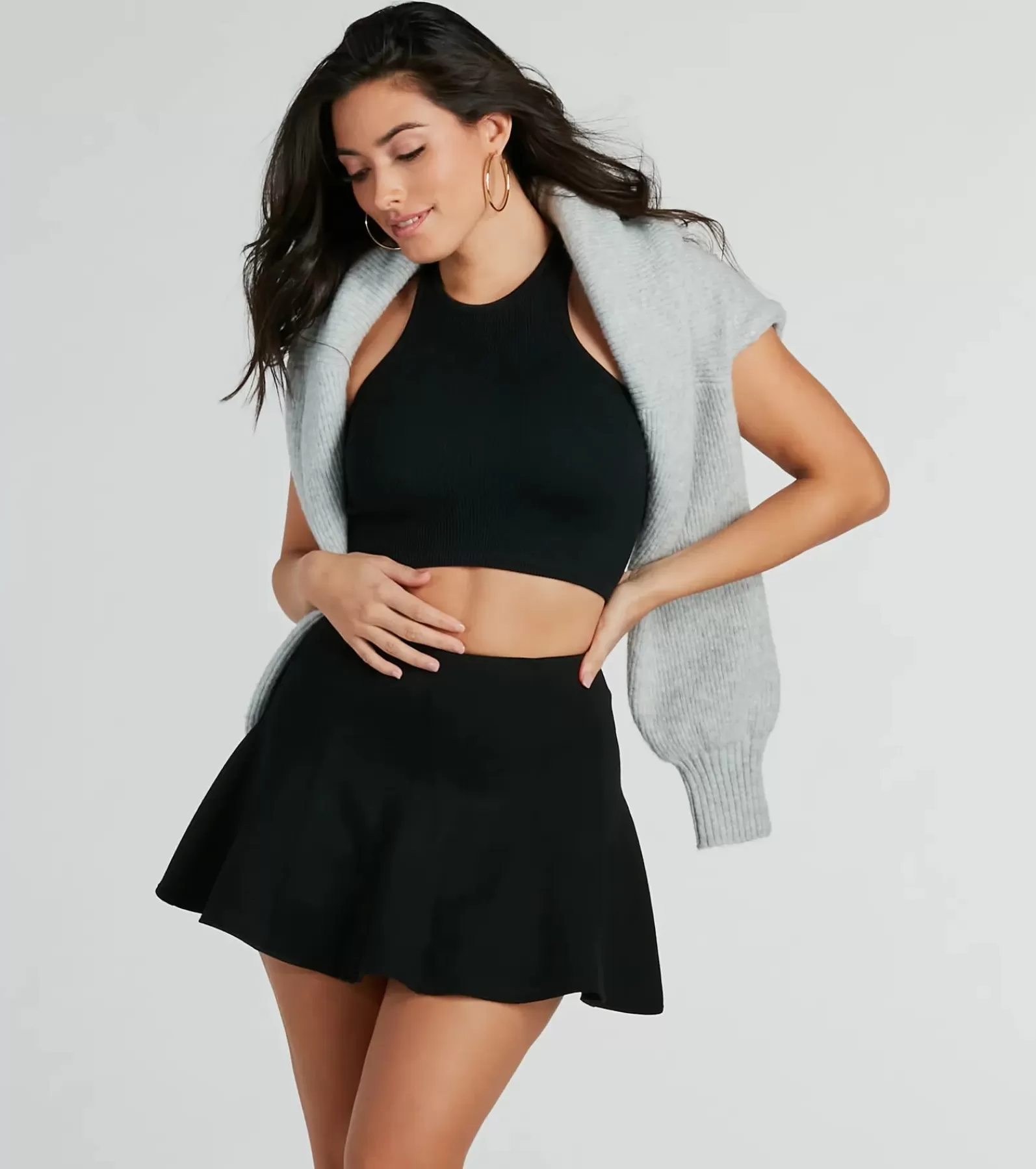 Windsor Black Skirts | Shorts*Preppy Girl High Waist Ponte Skater Skort