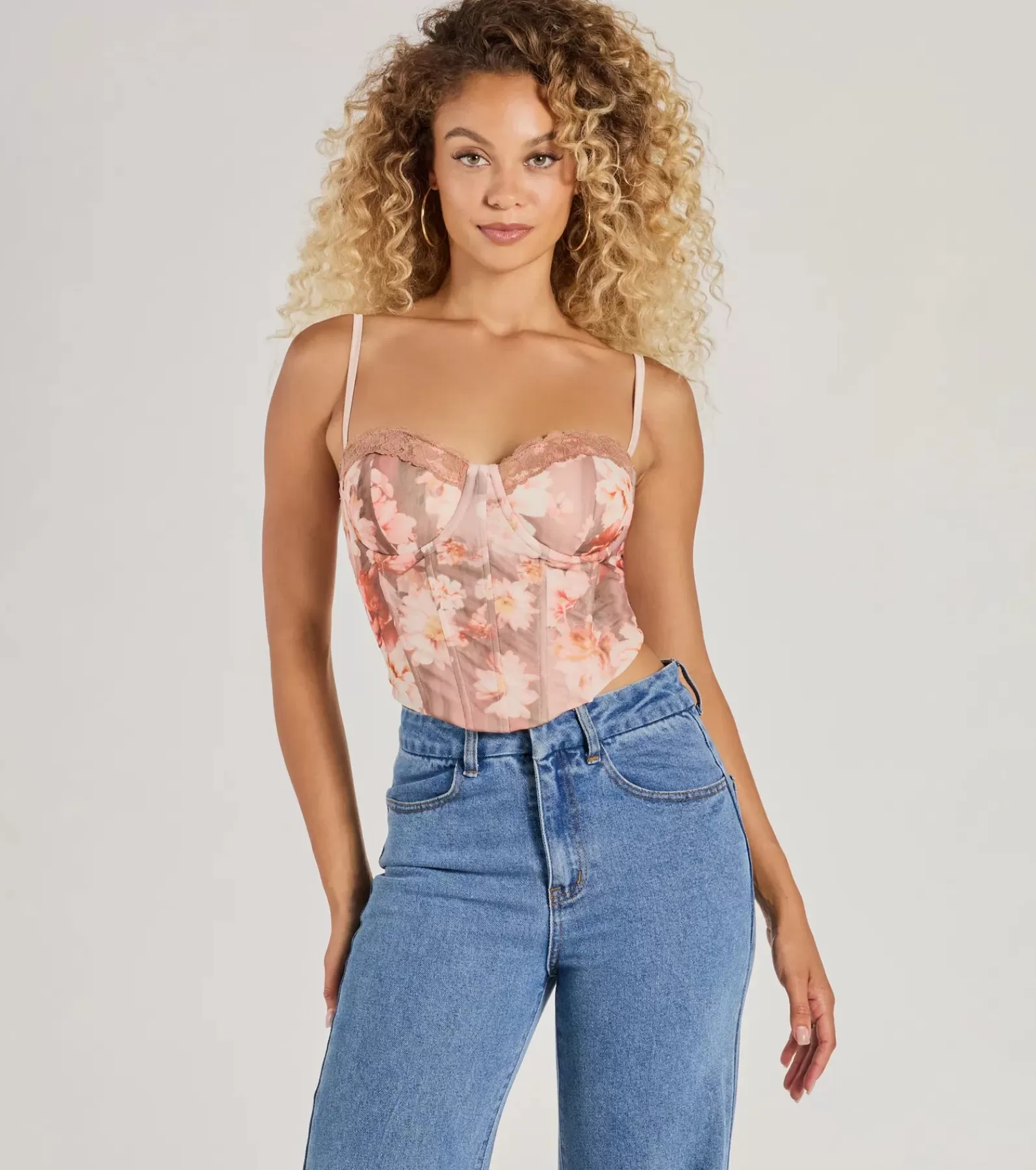 Windsor Corset & Bustier Tops | Crop Tops*Pretty It Girl Lace-Up Floral Bustier