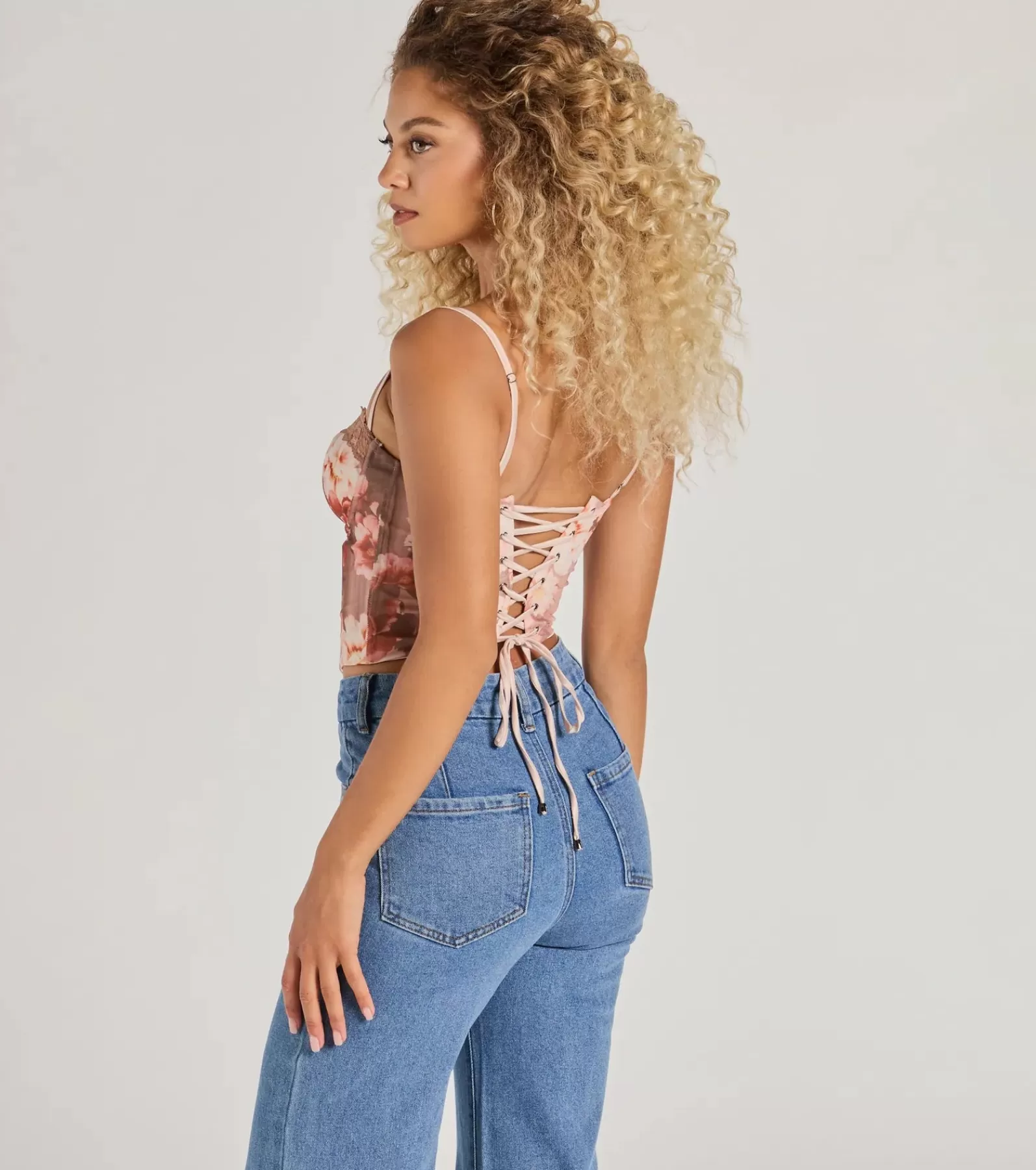 Windsor Corset & Bustier Tops | Crop Tops*Pretty It Girl Lace-Up Floral Bustier