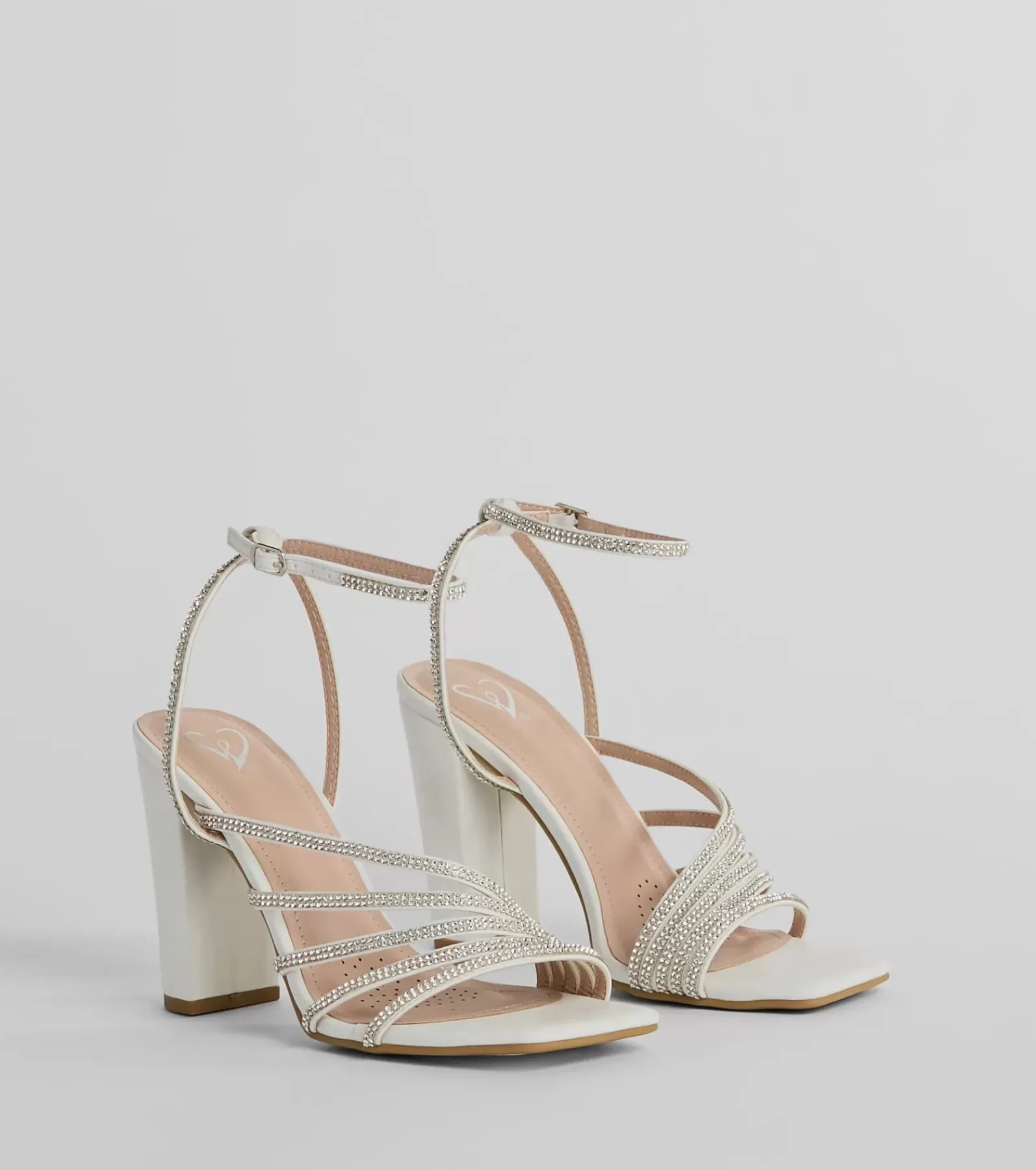 Windsor High Heels | Sandals*Ready To Party Rhinestone Strappy Metallic Block Heels
