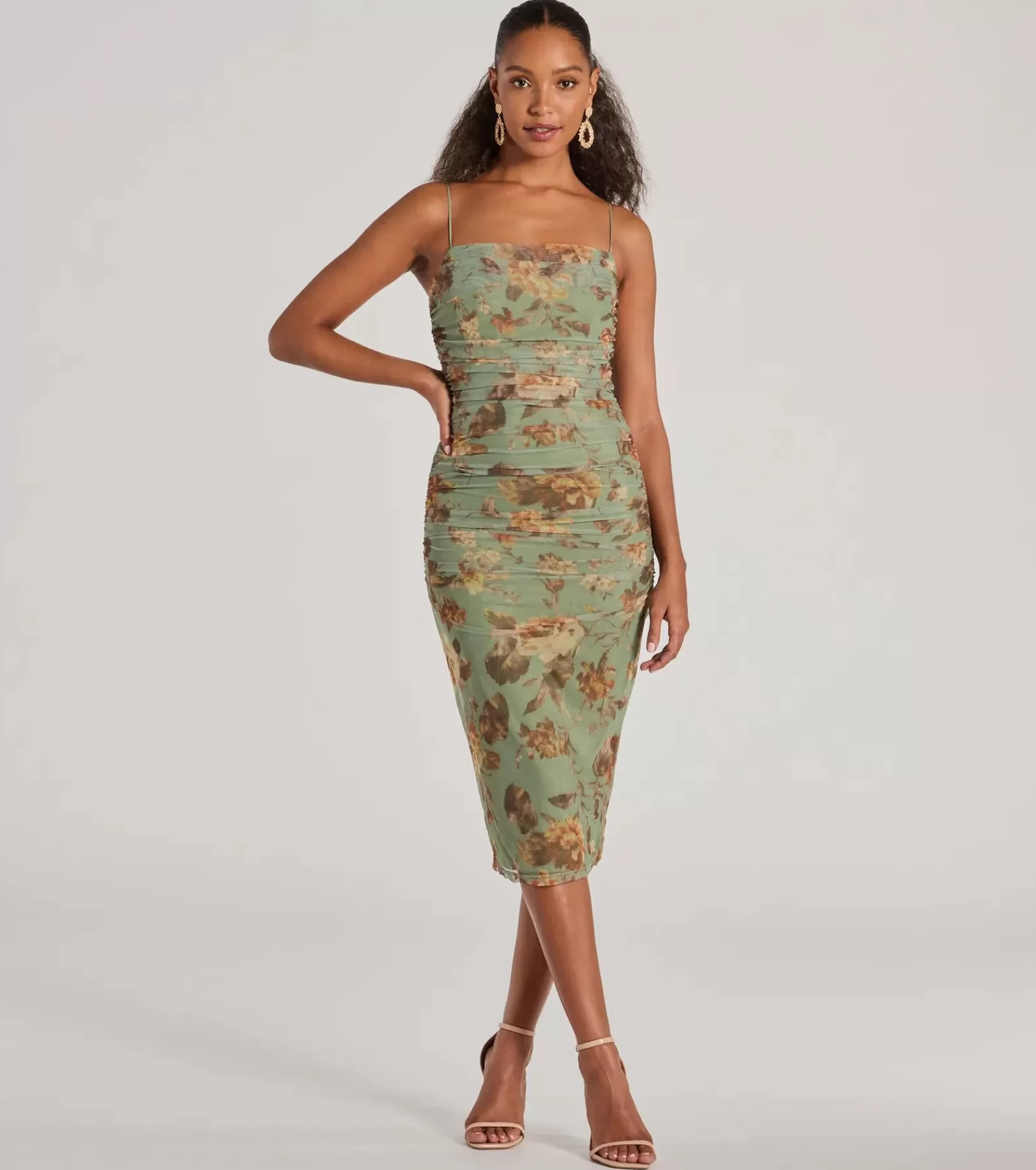Windsor Rehearsal | Bridal Shower*Romance Will Blossom Corset Floral Mesh Midi Dress