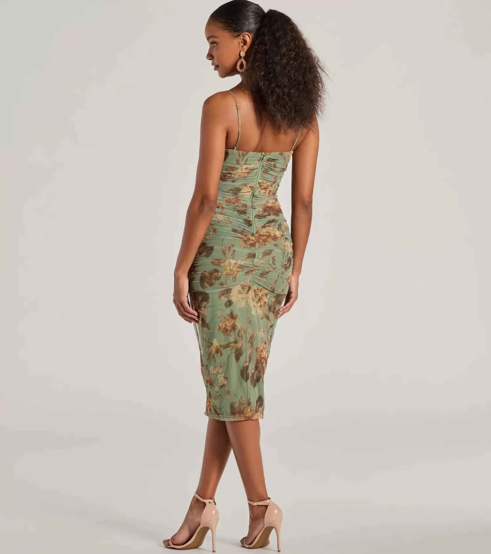 Windsor Rehearsal | Bridal Shower*Romance Will Blossom Corset Floral Mesh Midi Dress