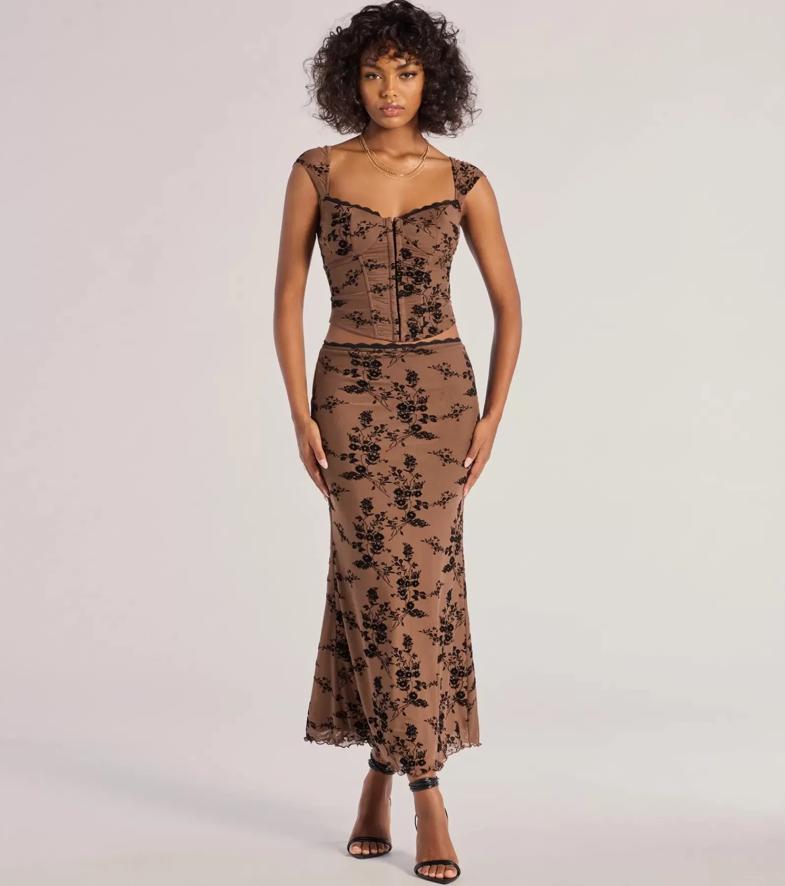 Windsor All Matching Sets | Skirts & Skorts*Romantic Aura Flocked Floral Mesh Maxi Skirt