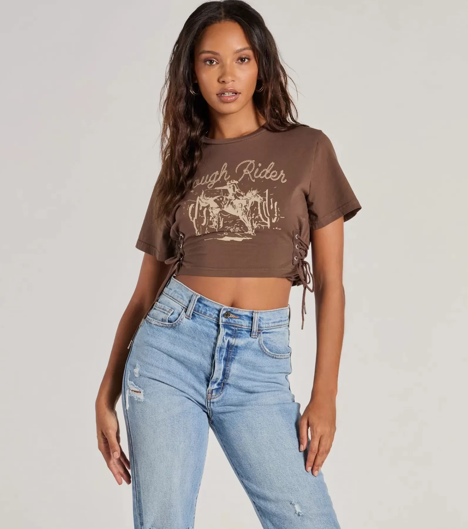 Windsor Graphic Tees | Short Sleeve Tops*Rough Rider Lace-Up Graphic Tee