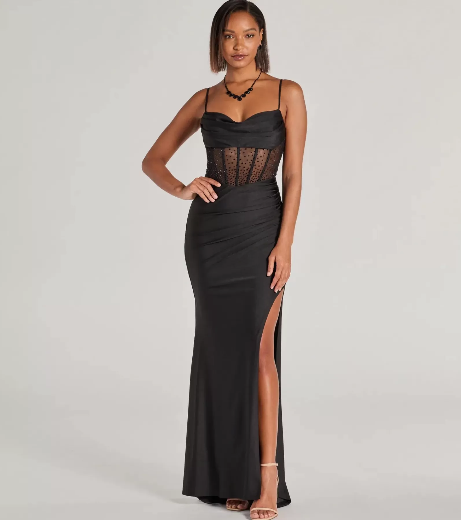 Windsor Long Dresses | Corset Dresses*Sadie Rhinestone Corset Open Back Mermaid Formal Dress
