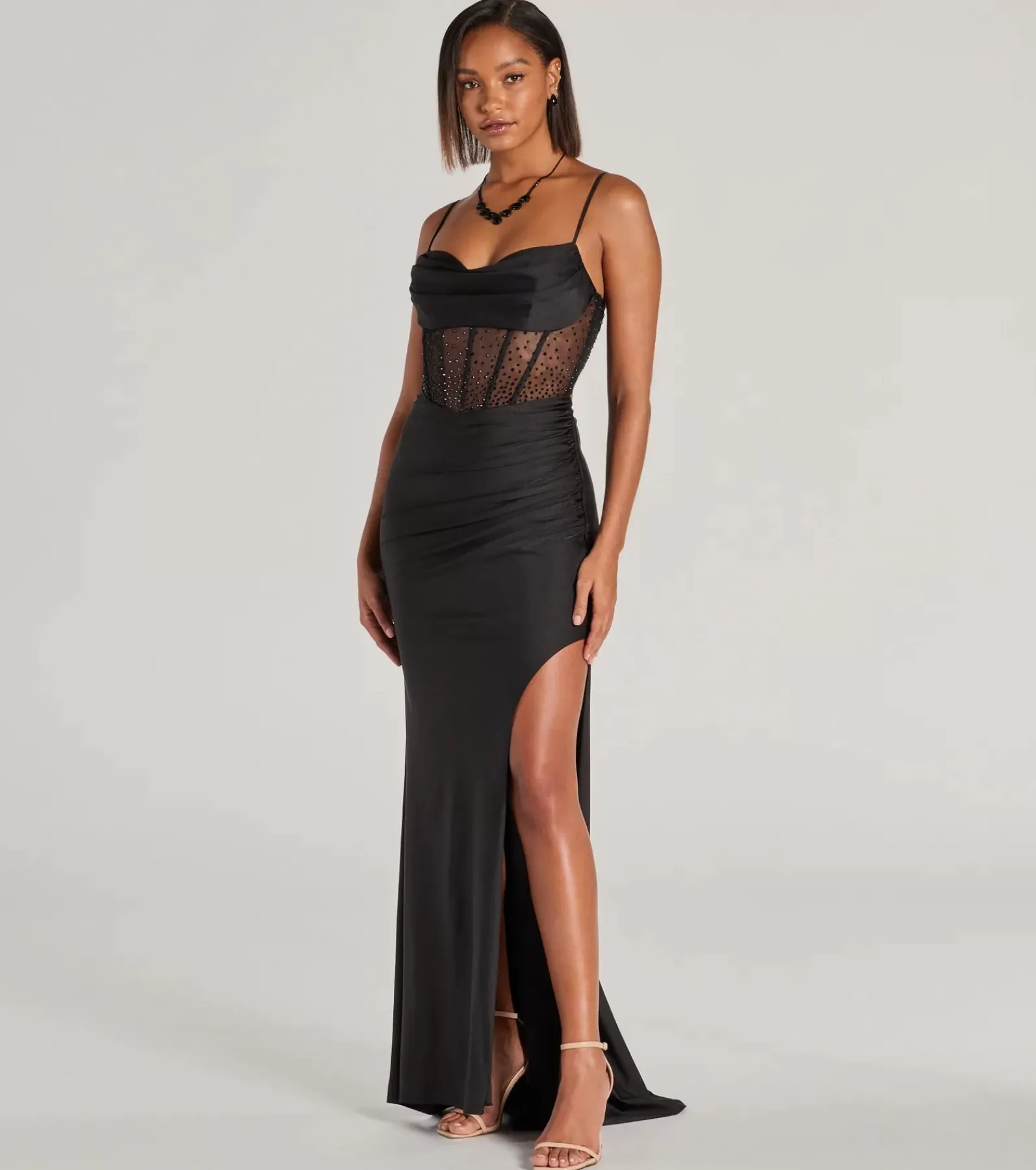 Windsor Long Dresses | Corset Dresses*Sadie Rhinestone Corset Open Back Mermaid Formal Dress