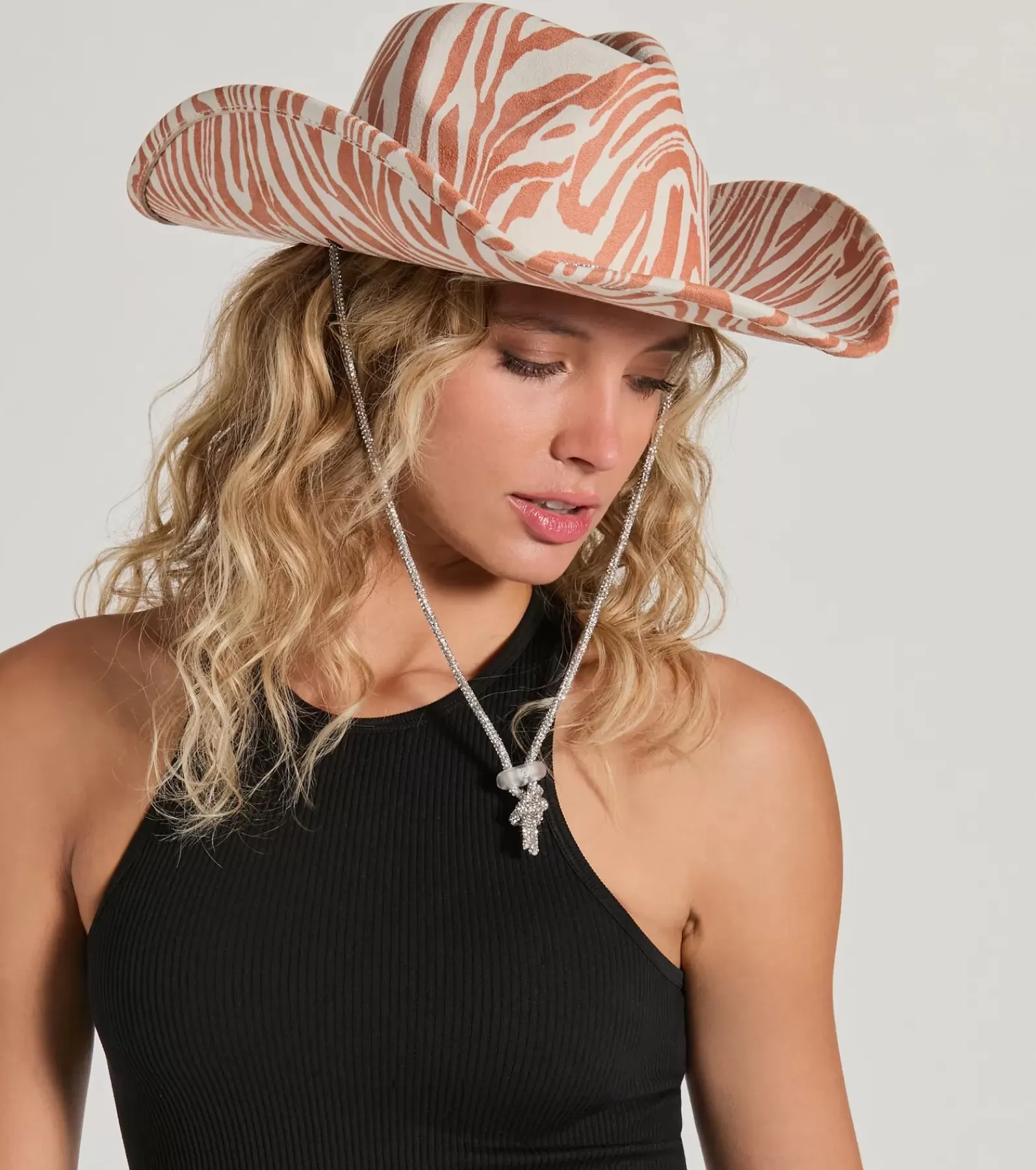 Windsor Hats*Safari Babe Zebra Rhinestone Faux Suede Cowboy Hat