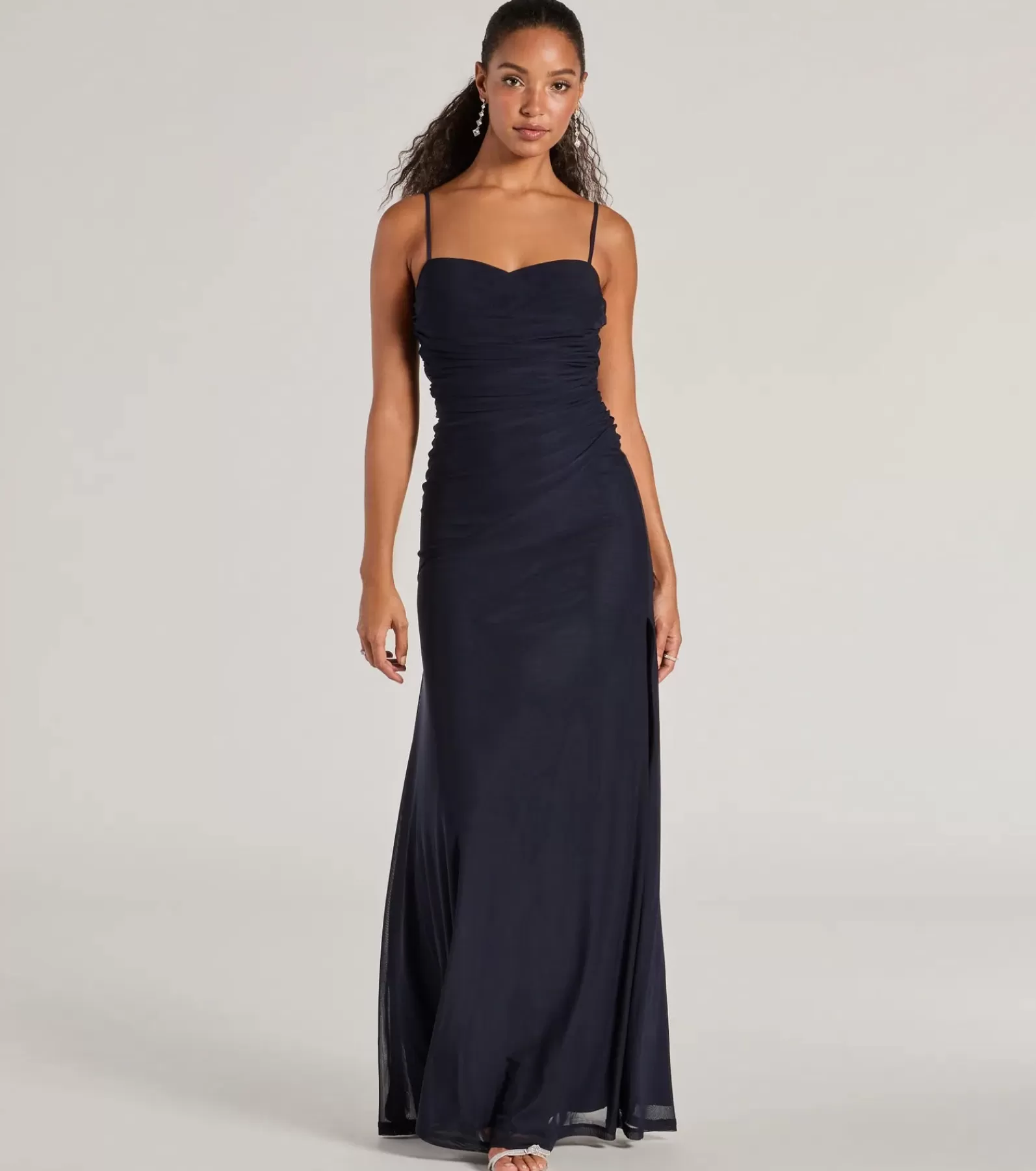 Windsor Wedding Outfits | Blue Bridesmaid Dresses*Samira Mesh High Slit A-Line Formal Dress