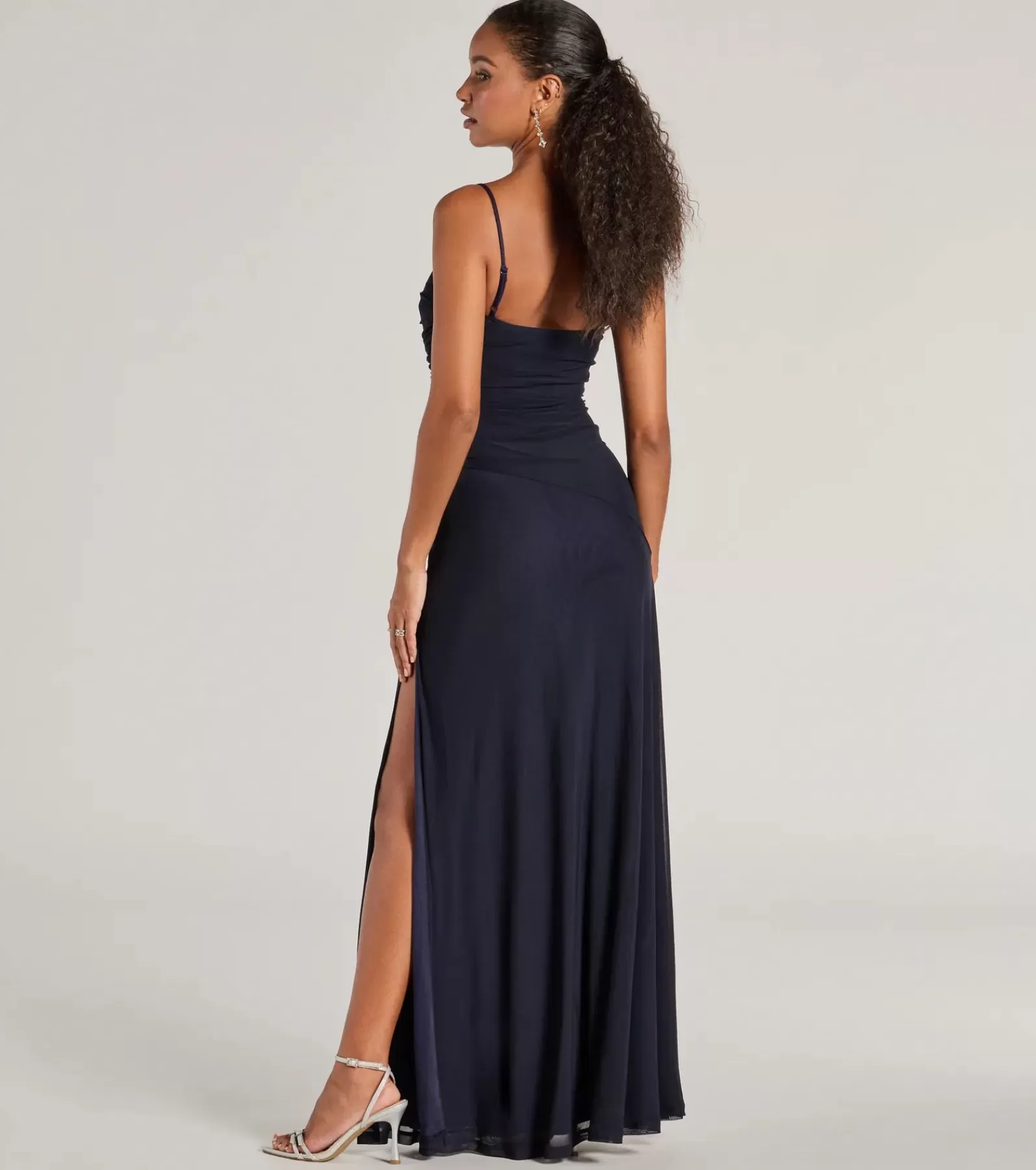 Windsor Wedding Outfits | Blue Bridesmaid Dresses*Samira Mesh High Slit A-Line Formal Dress