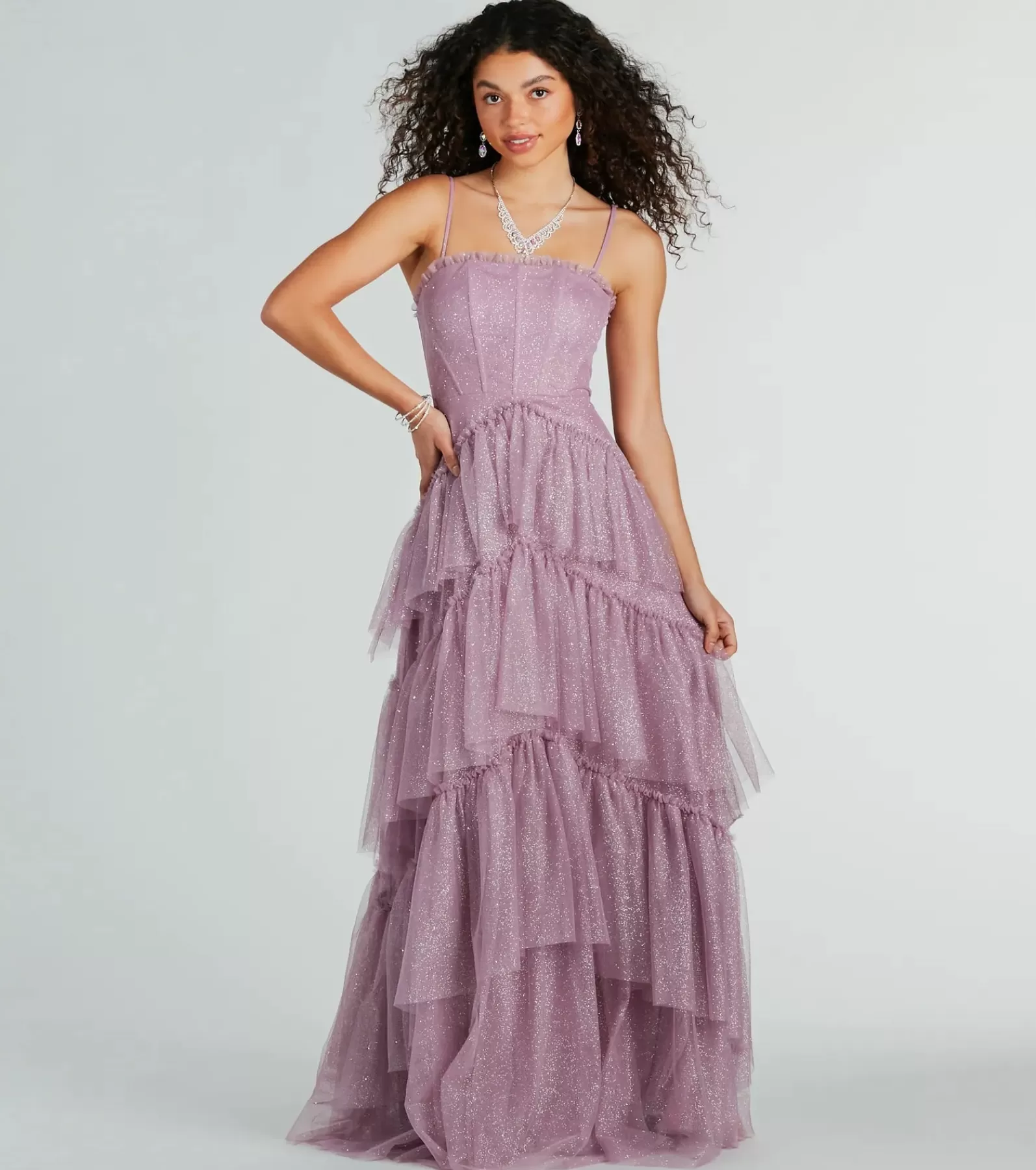 Windsor Corset Dresses | Ball Gowns*Saylor Formal Glitter Tulle A-Line Long Dress