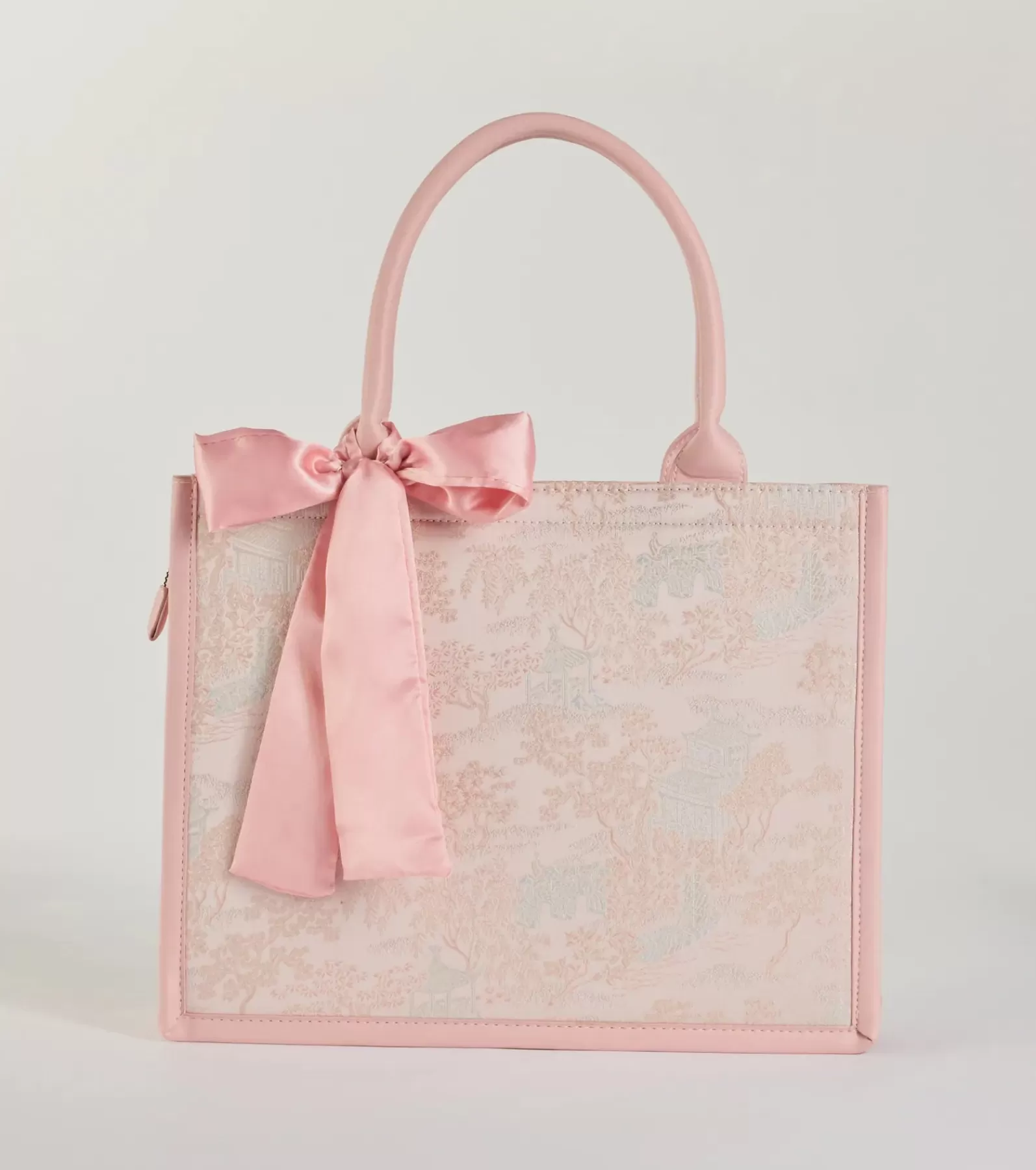 Windsor All Accessories*Scenic Embroidered Satin Bow Tote Bag