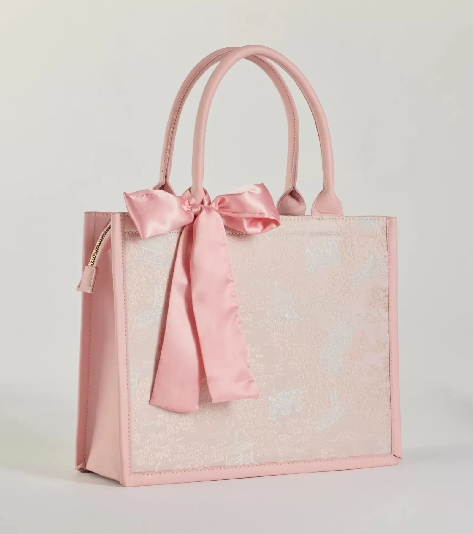 Windsor All Accessories*Scenic Embroidered Satin Bow Tote Bag