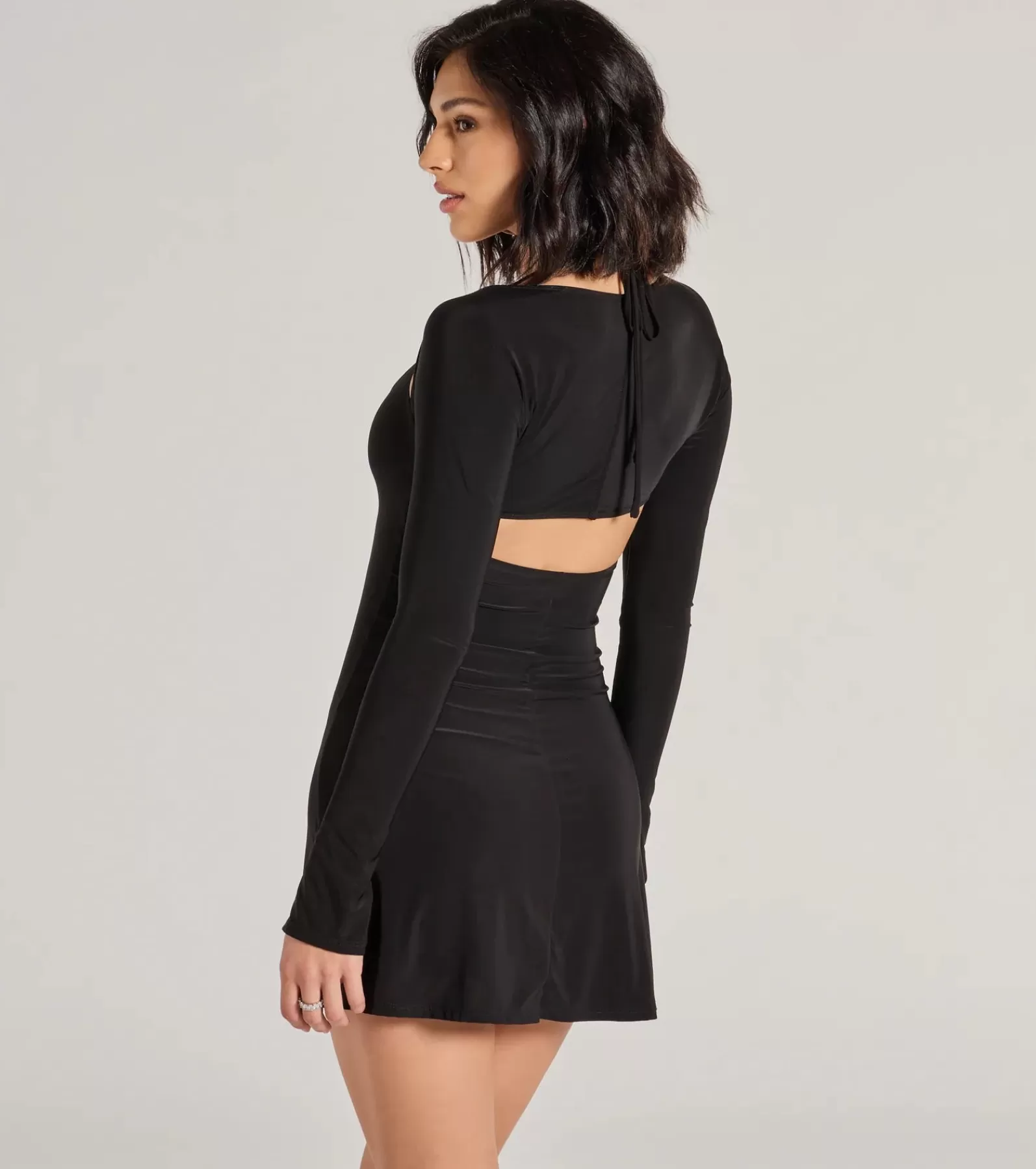 Windsor Holiday Party Outfits | Holiday Dresses*Serving Chic Long Bell Sleeve A-Line Mini Dress