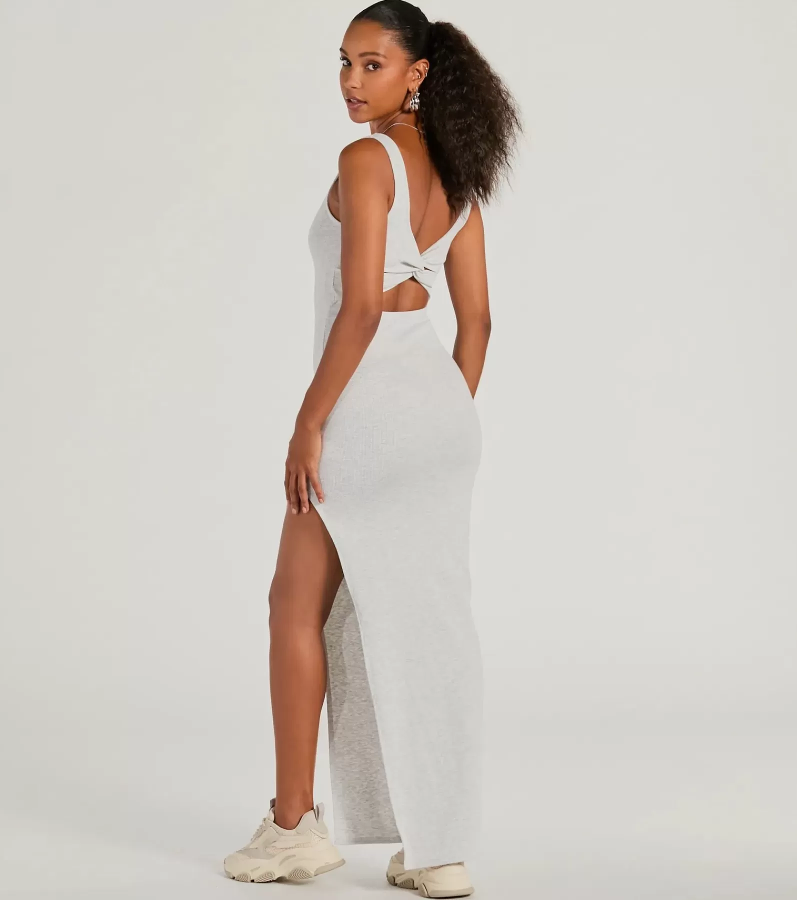 Windsor Maxi Dresses | Sundresses*Set For Cuteness Twist Back Slit Rib Knit Maxi Dress