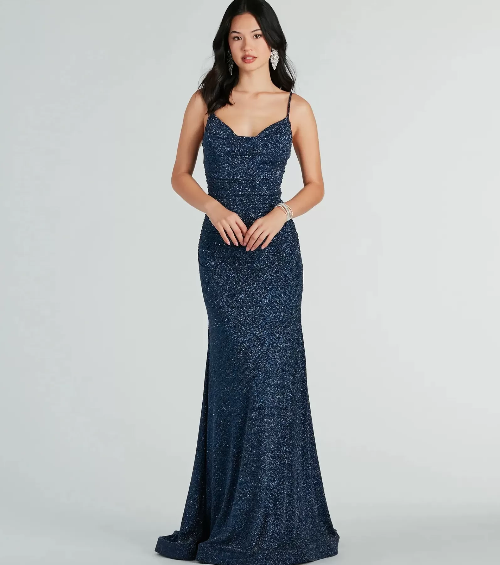 Windsor Blue Bridesmaid Dresses | Black Tie Wedding Guest Dresses*Shay Formal Lurex Glitter Dress