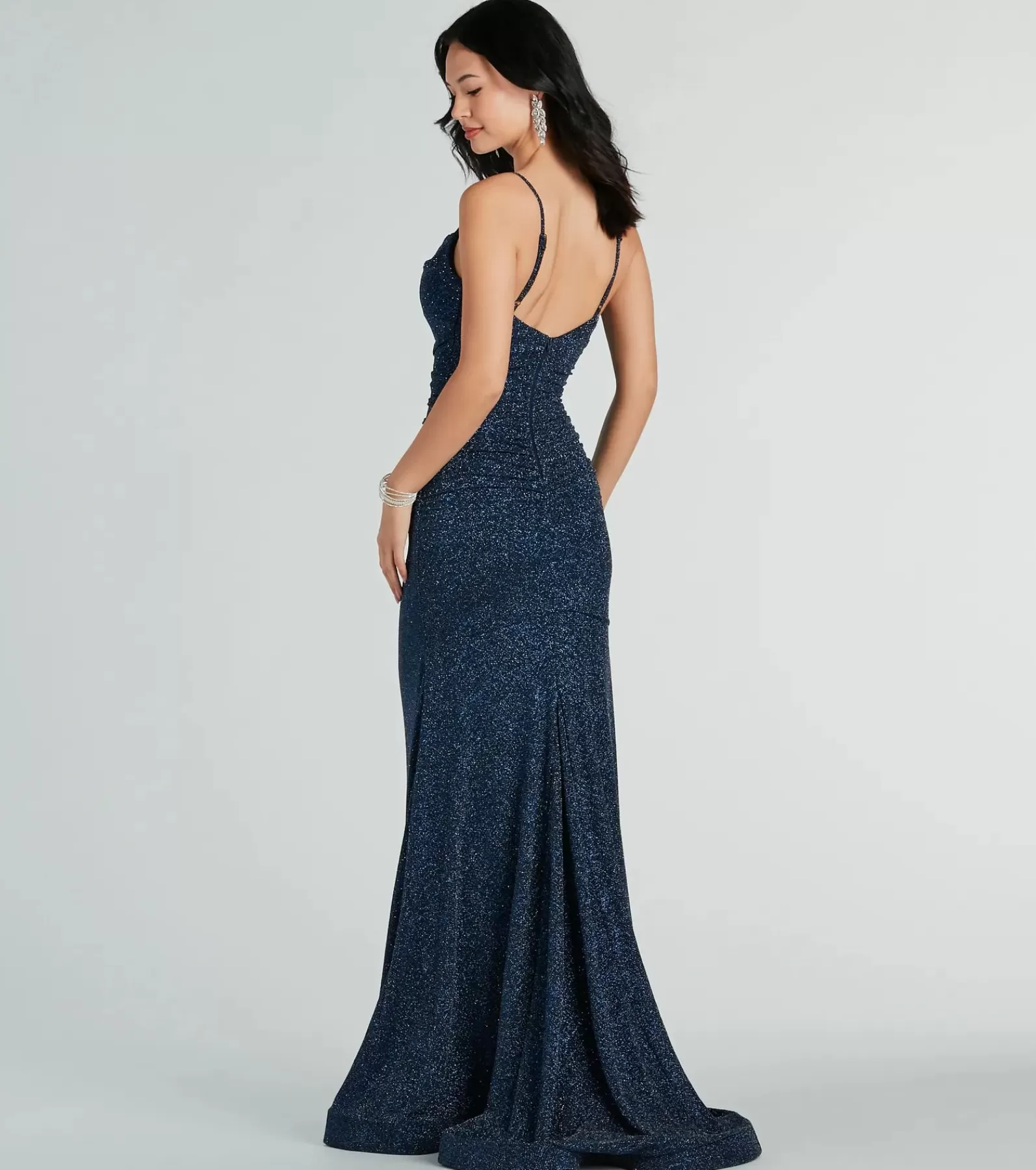 Windsor Blue Bridesmaid Dresses | Black Tie Wedding Guest Dresses*Shay Formal Lurex Glitter Dress