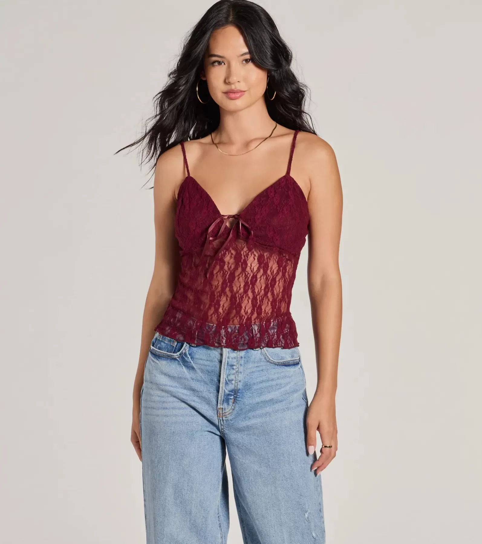 Windsor Going-Out Tops | Crop Tops*Sheerly Sultry V-Neck Lace Crop Top