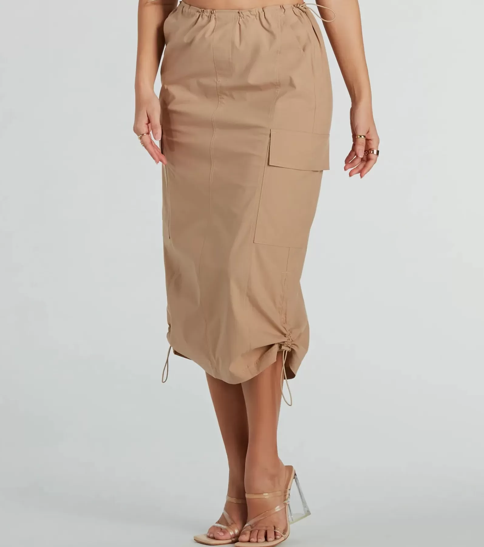 Windsor Cargo Pants | Midi Skirts*She's A Trendsetter Nylon Parachute Midi Skirt