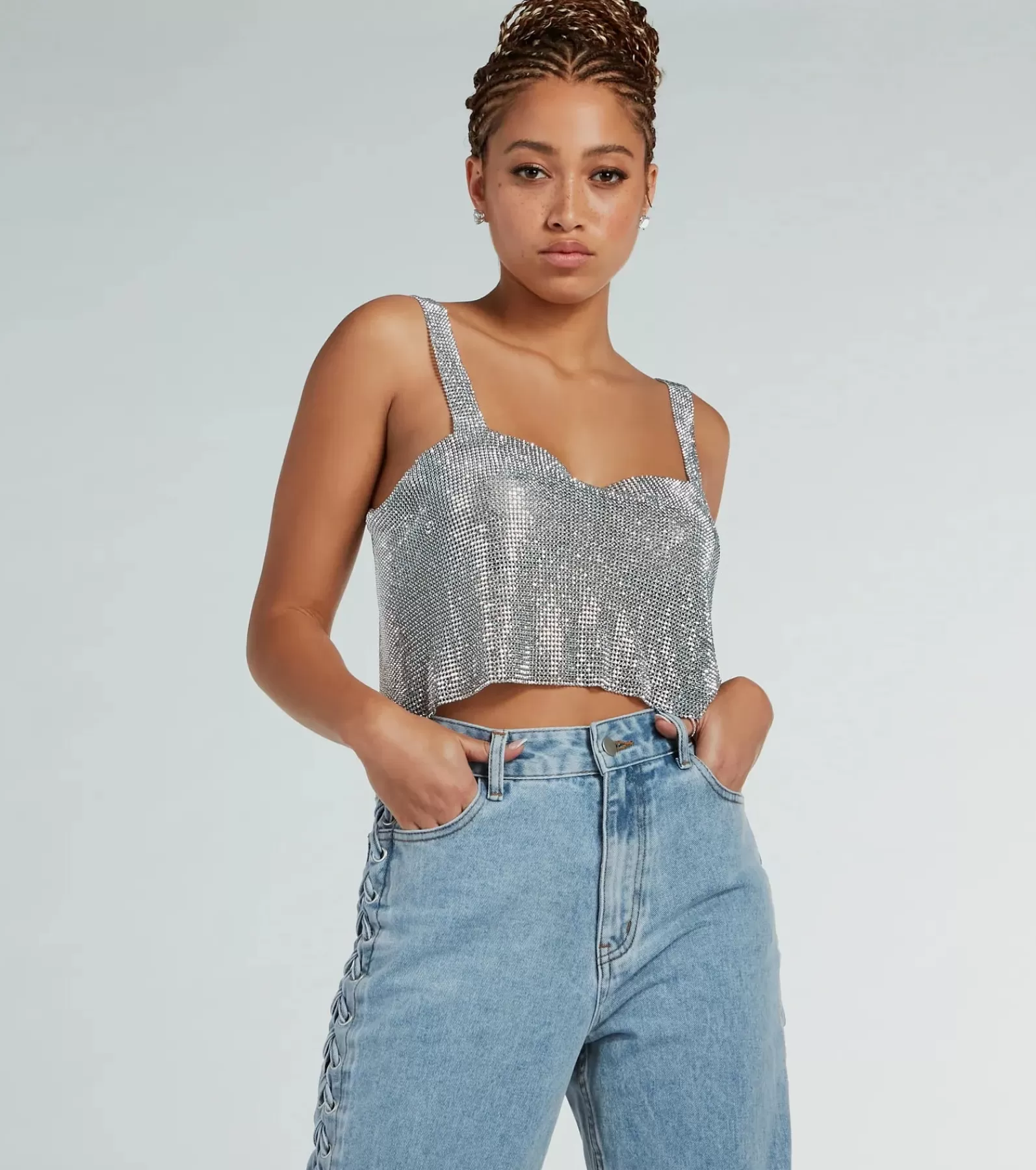 Windsor Nye Outfits | Going-Out Tops*She's So Dazzling Sequin Chainmail Tank Top