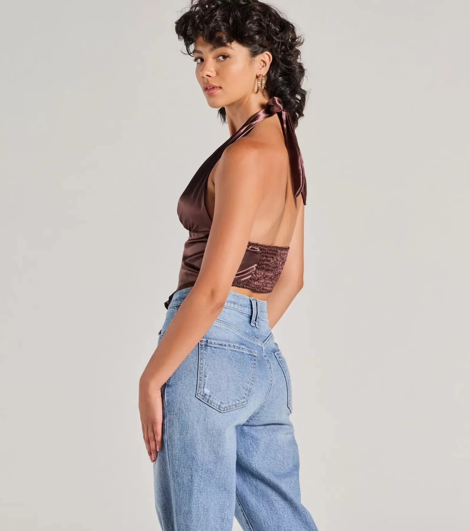 Windsor Going-Out Tops | Crop Tops*Silky Sleek Satin Halter Crop Top