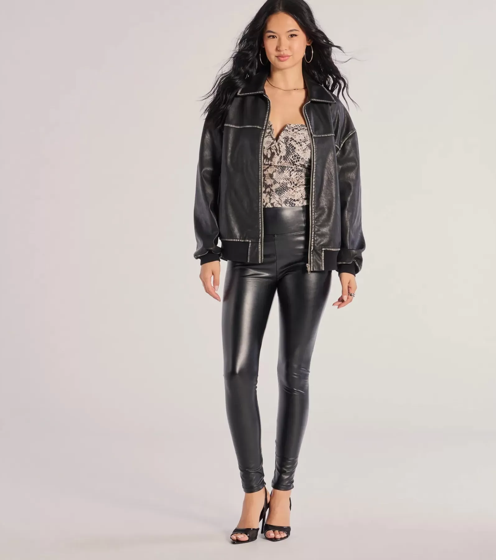 Windsor Black Pants | Faux Leather & Suede Bottoms*Sleek Energy Patent Faux Leather Leggings