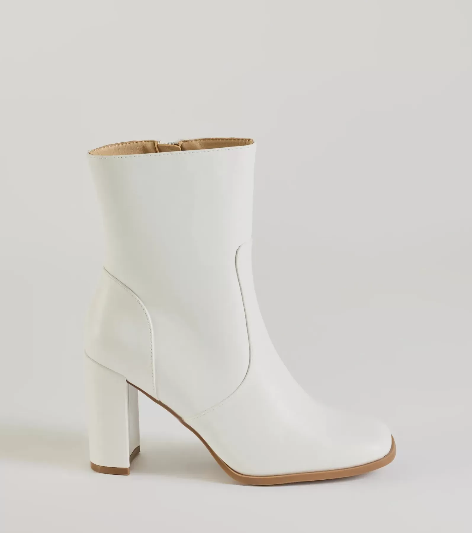 Windsor Boots & Booties*Sleek Fave Faux Leather Block Heel Booties