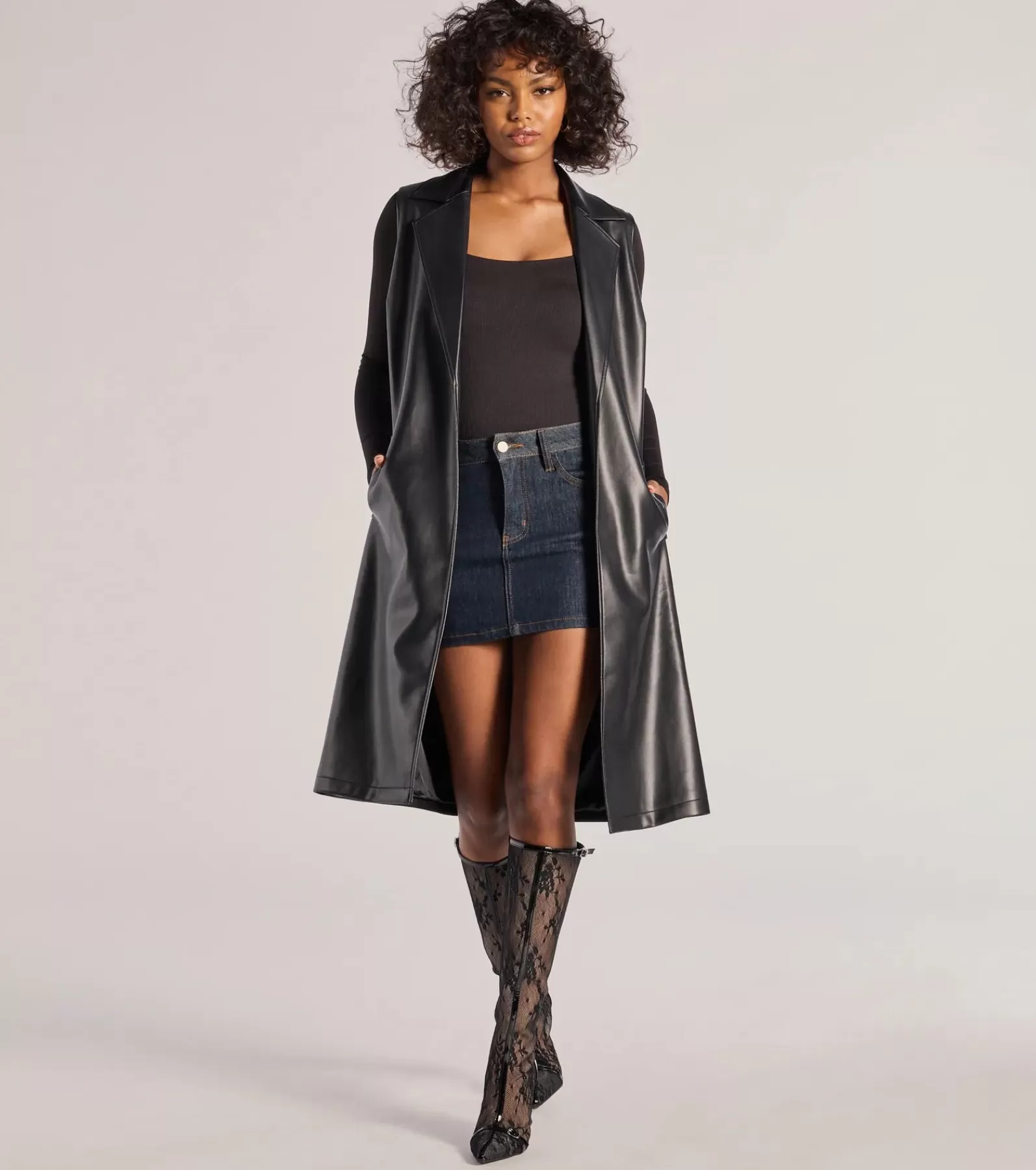 Windsor Coats | Moto & Faux Leather*Sleek Icon Faux Leather Long Belted Vest