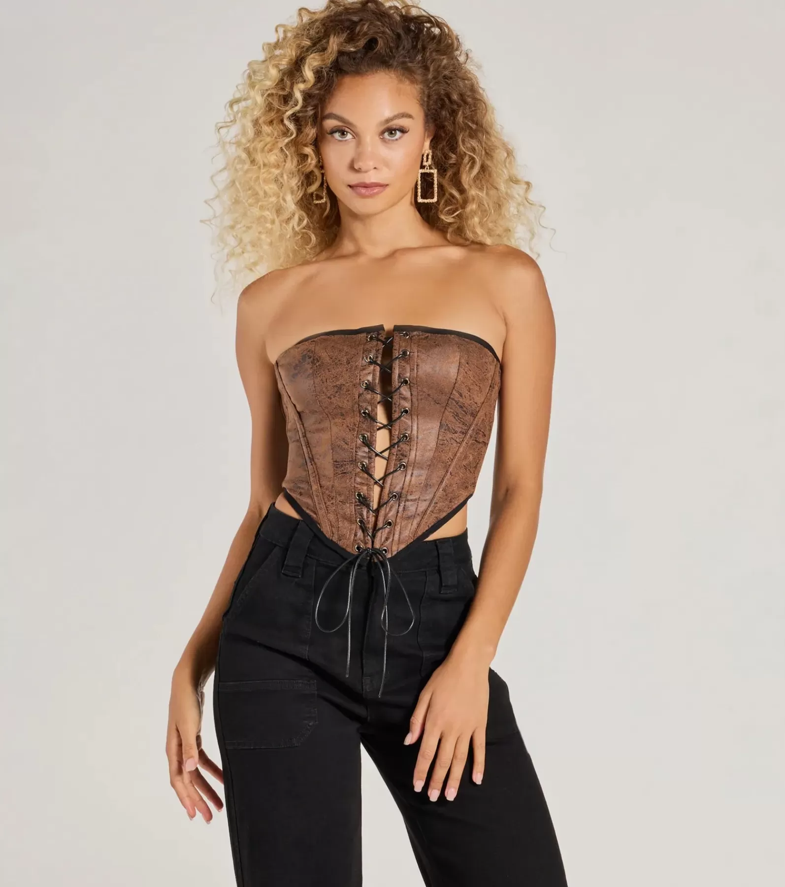 Windsor Going-Out Tops | Corset & Bustier Tops*Smooth And Edgy Lace-Up Faux Suede Corset Top
