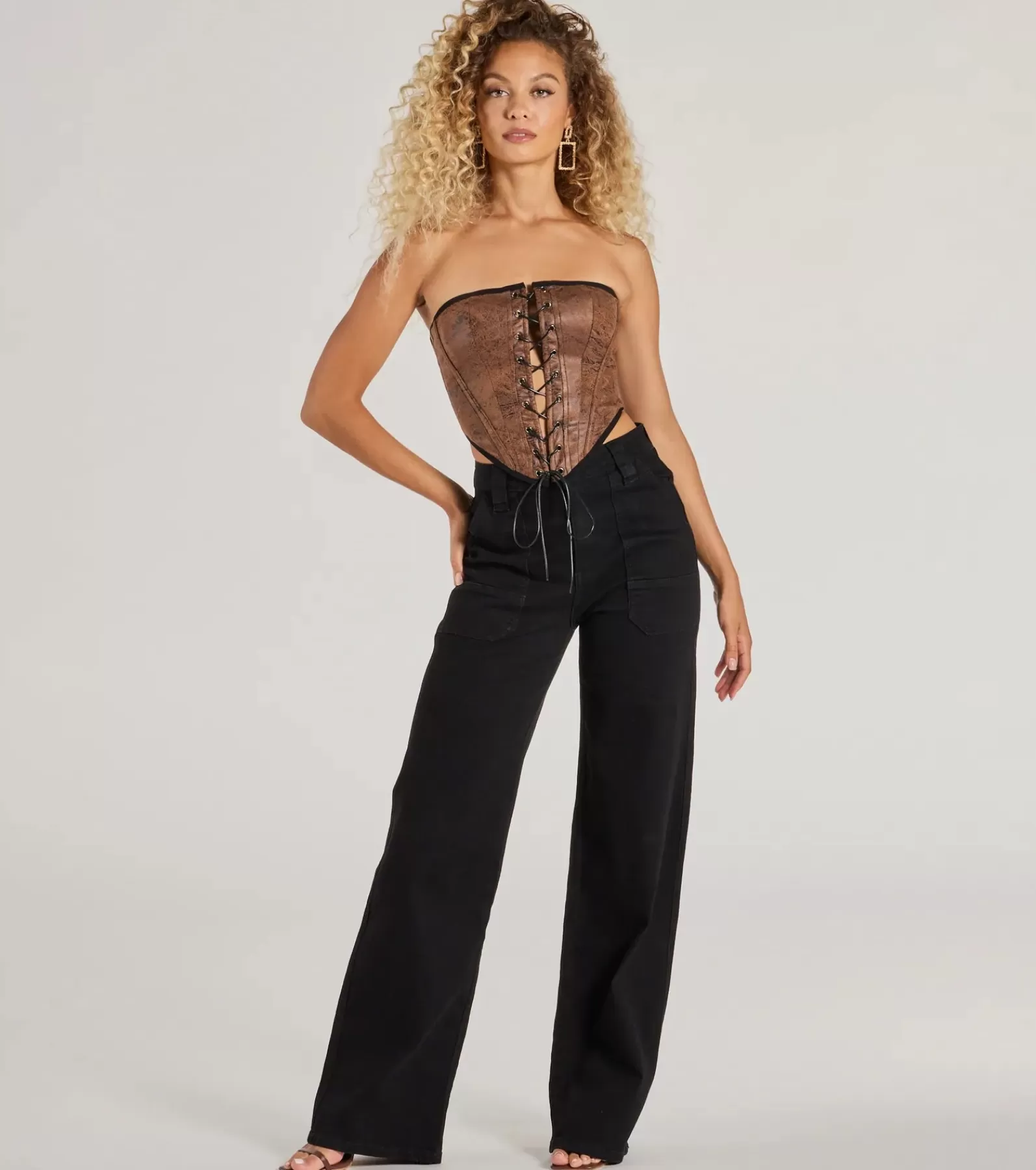 Windsor Going-Out Tops | Corset & Bustier Tops*Smooth And Edgy Lace-Up Faux Suede Corset Top