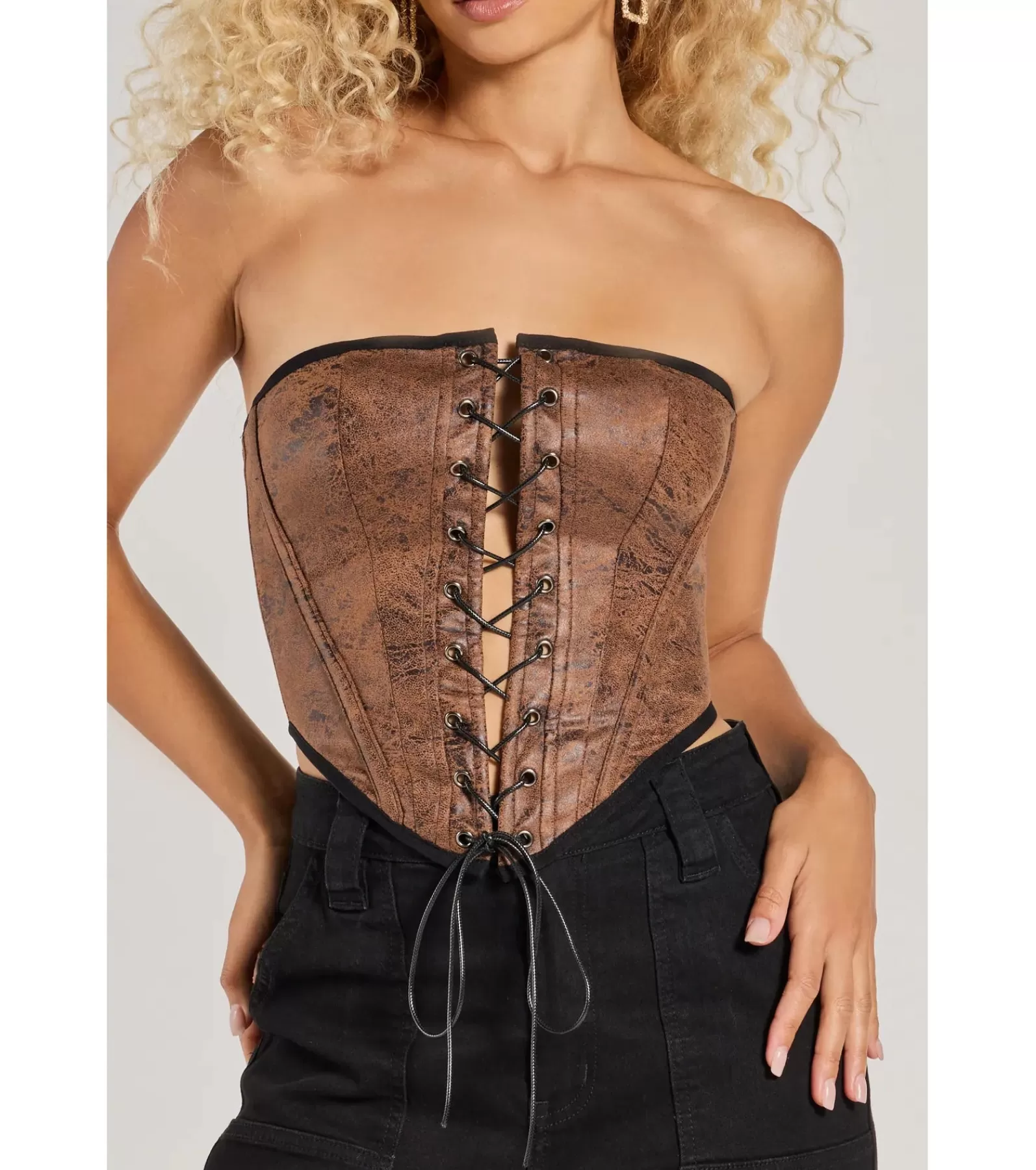 Windsor Going-Out Tops | Corset & Bustier Tops*Smooth And Edgy Lace-Up Faux Suede Corset Top